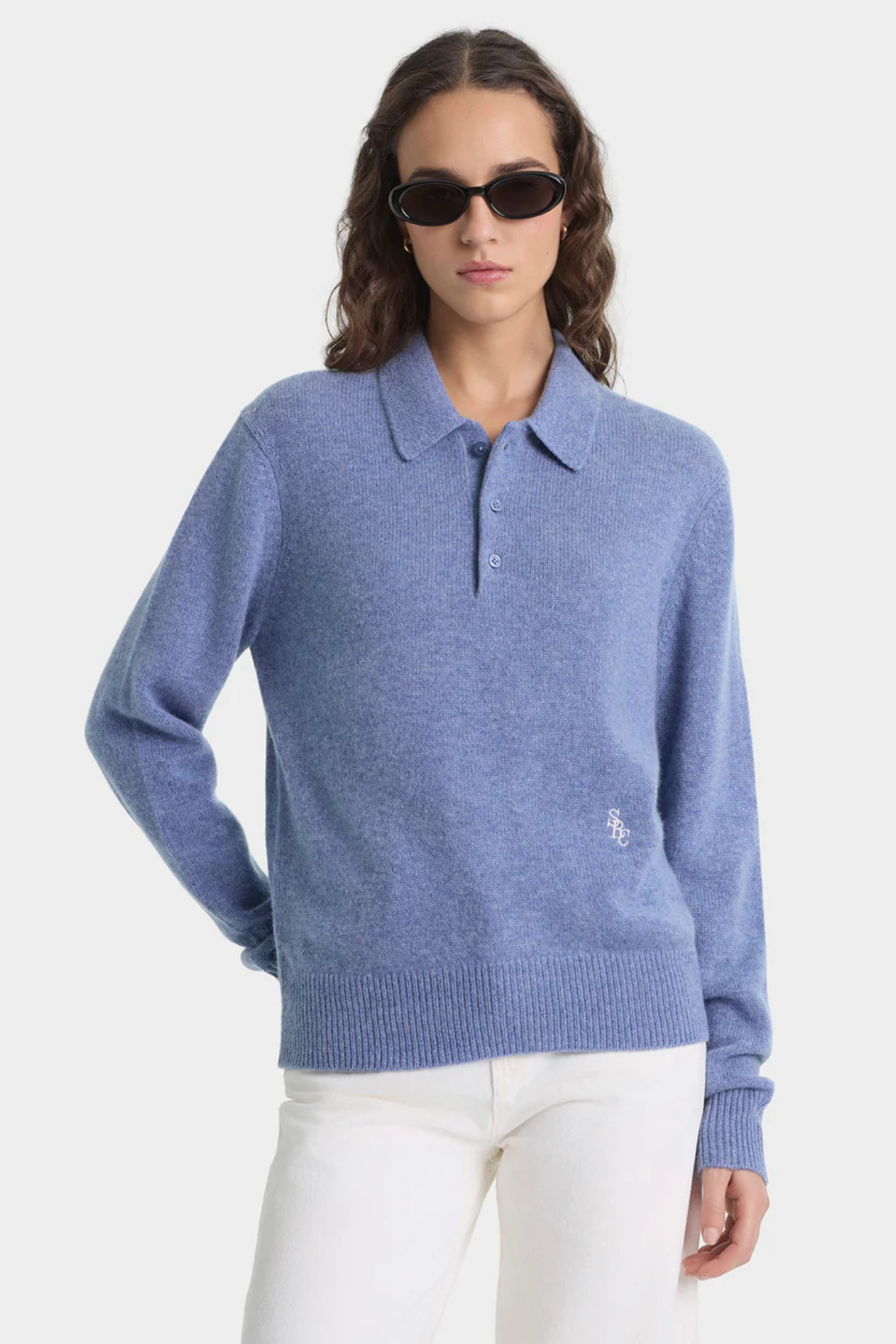 Sporty & Rich SRC Cashmere Polo - Colony Blue