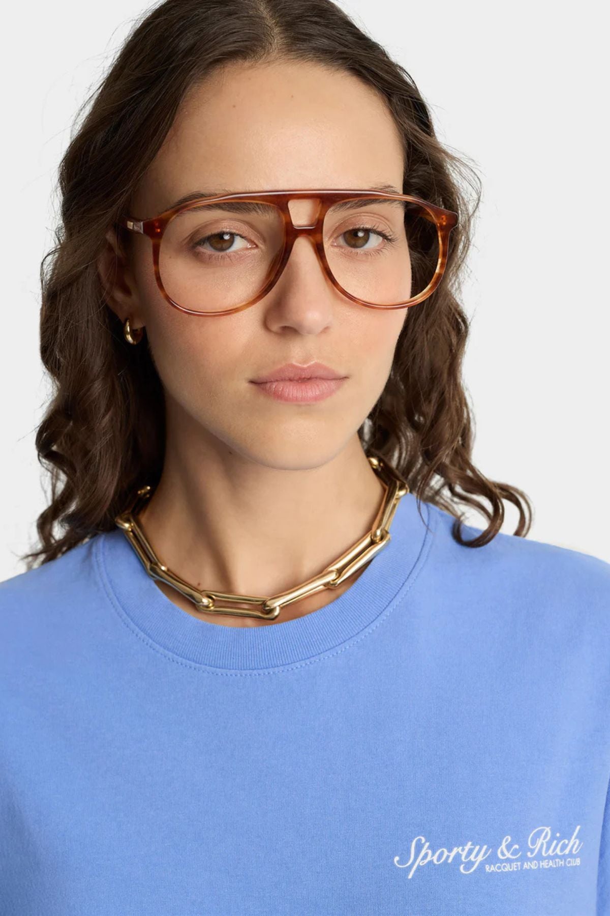 Sporty & Rich Syracuse T-Shirt - Flax Blue