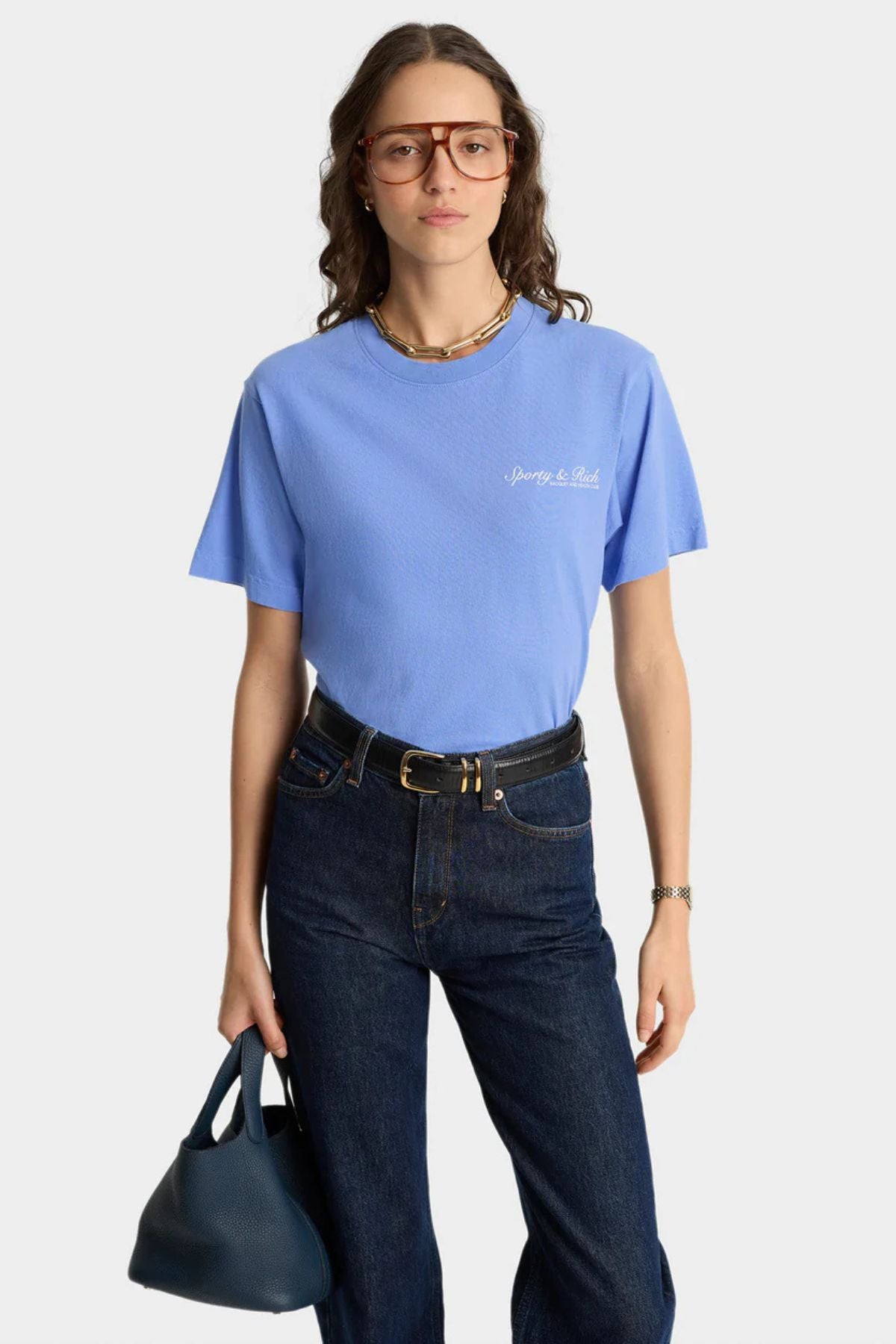 Sporty & Rich Syracuse T-Shirt - Flax Blue