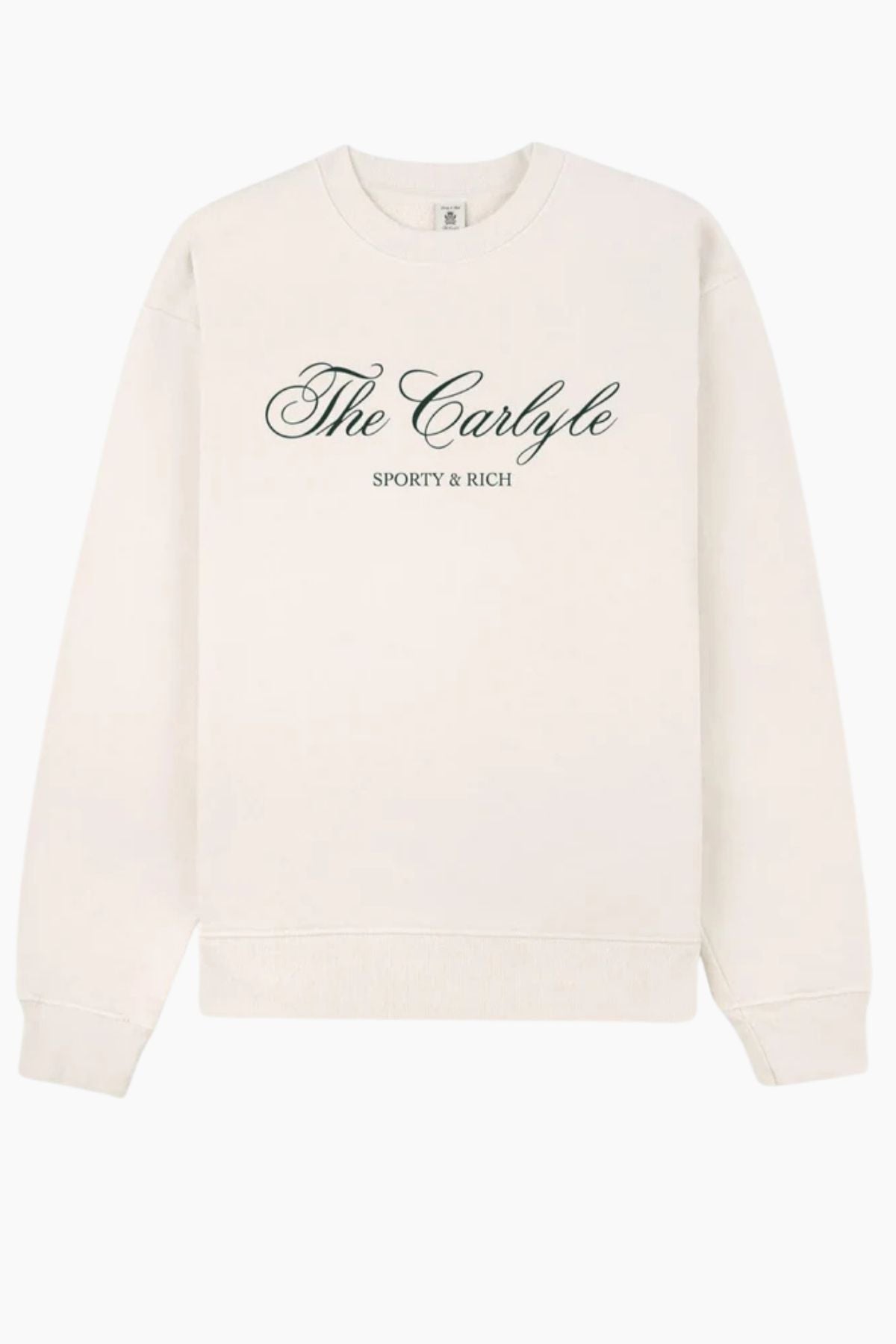 Sporty & Rich The Carlyle Script Sweater - Cream/ Forest