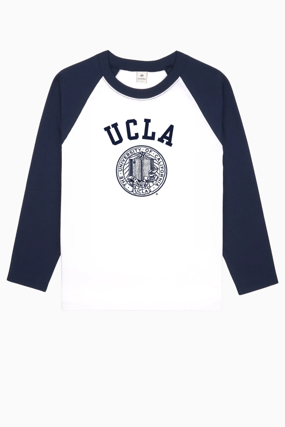 Sporty & Rich UCLA Crest Baseball T-Shirt - White/ Dark Navy