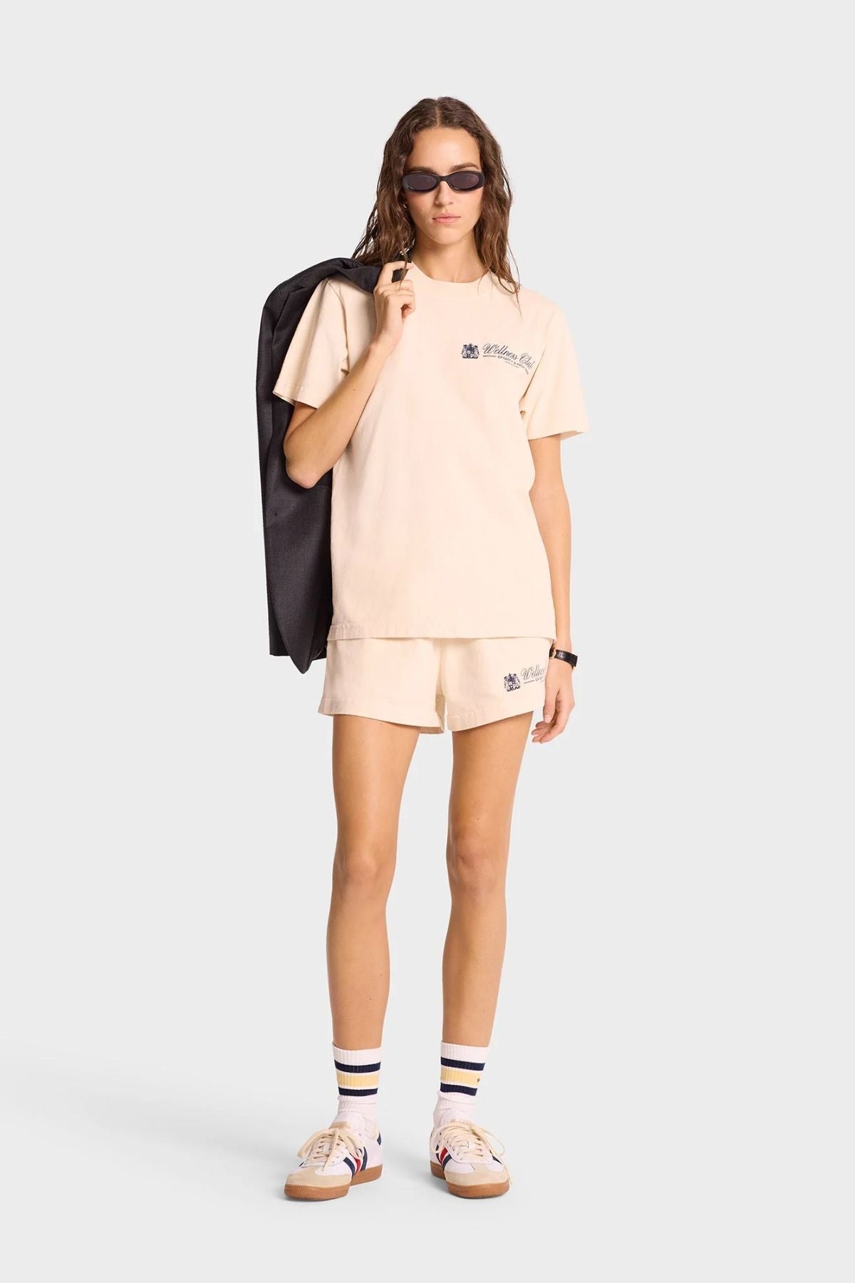 Sporty & Rich Unicorn Crest T-Shirt - Cream/ Navy