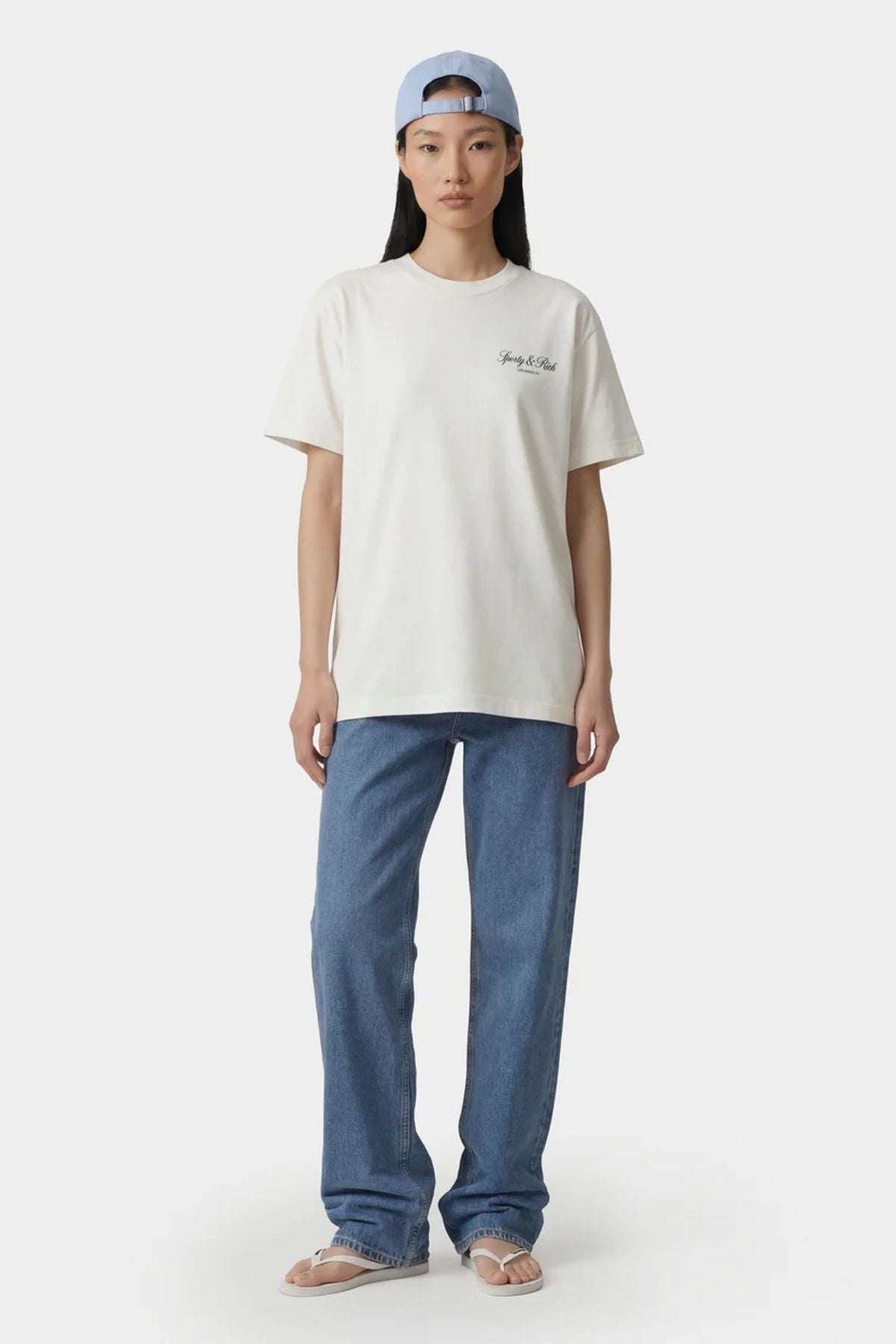 Sporty & Rich Vendome LA T-Shirt - Ecru/ Navy