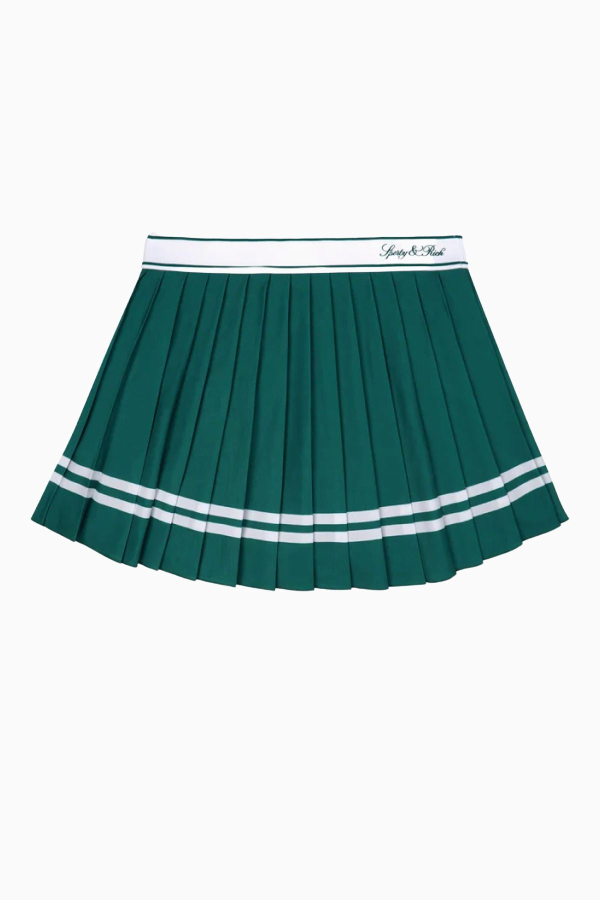 Sporty Rich Vendome Script Pleated Skirt Alpine/ White