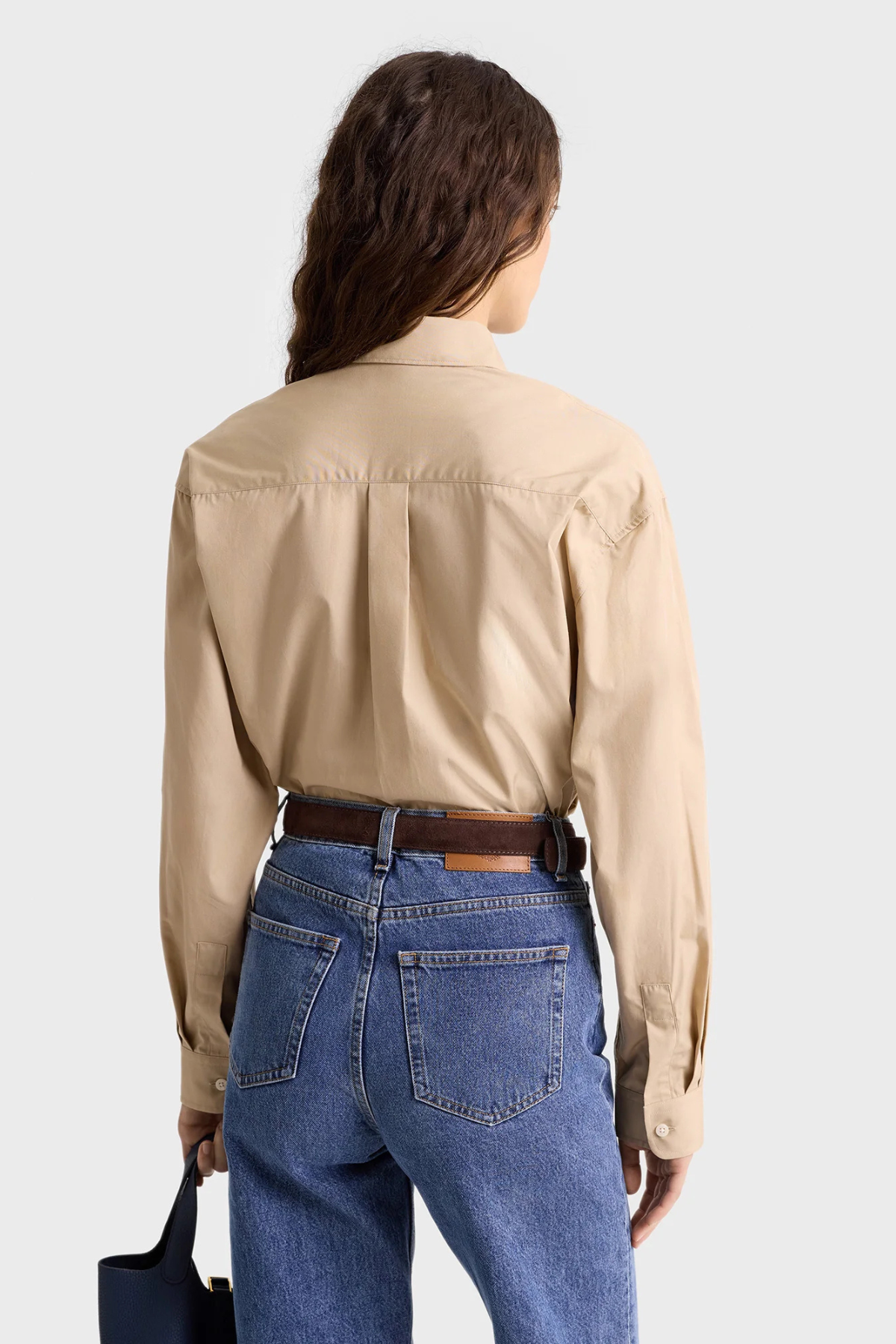 Sporty & Rich H&W Crest Oversized Shirt - Light tan