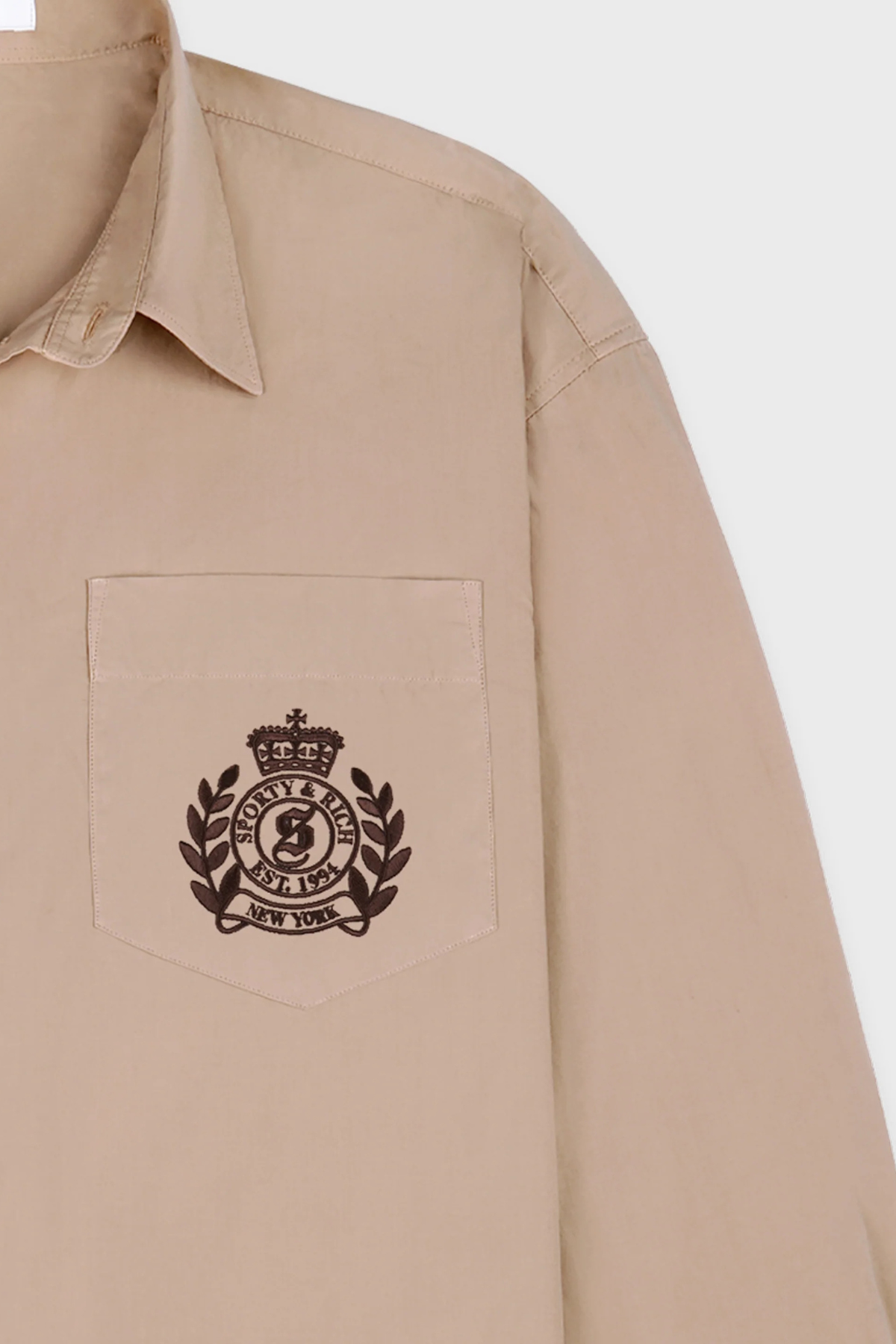Sporty & Rich H&W Crest Oversized Shirt - Light tan