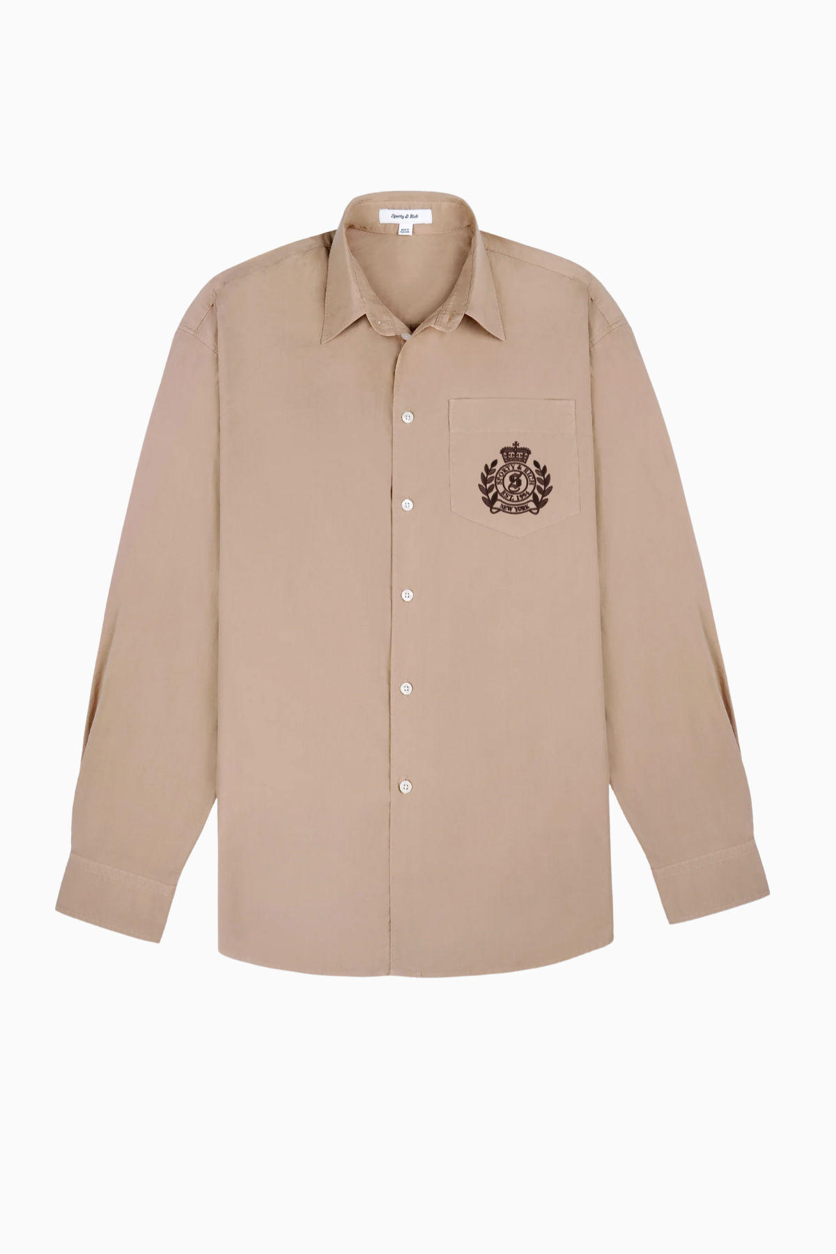 Sporty & Rich H&W Crest Oversized Shirt - Light tan