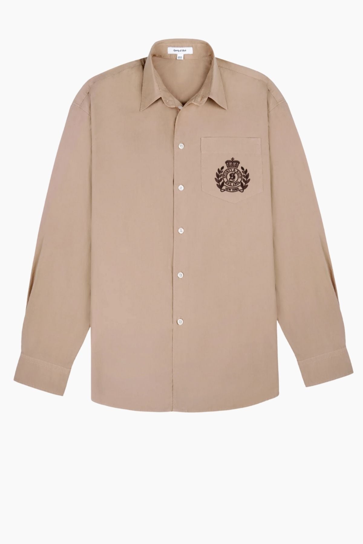 Sporty & Rich H&W Crest Oversized Shirt - Light tan