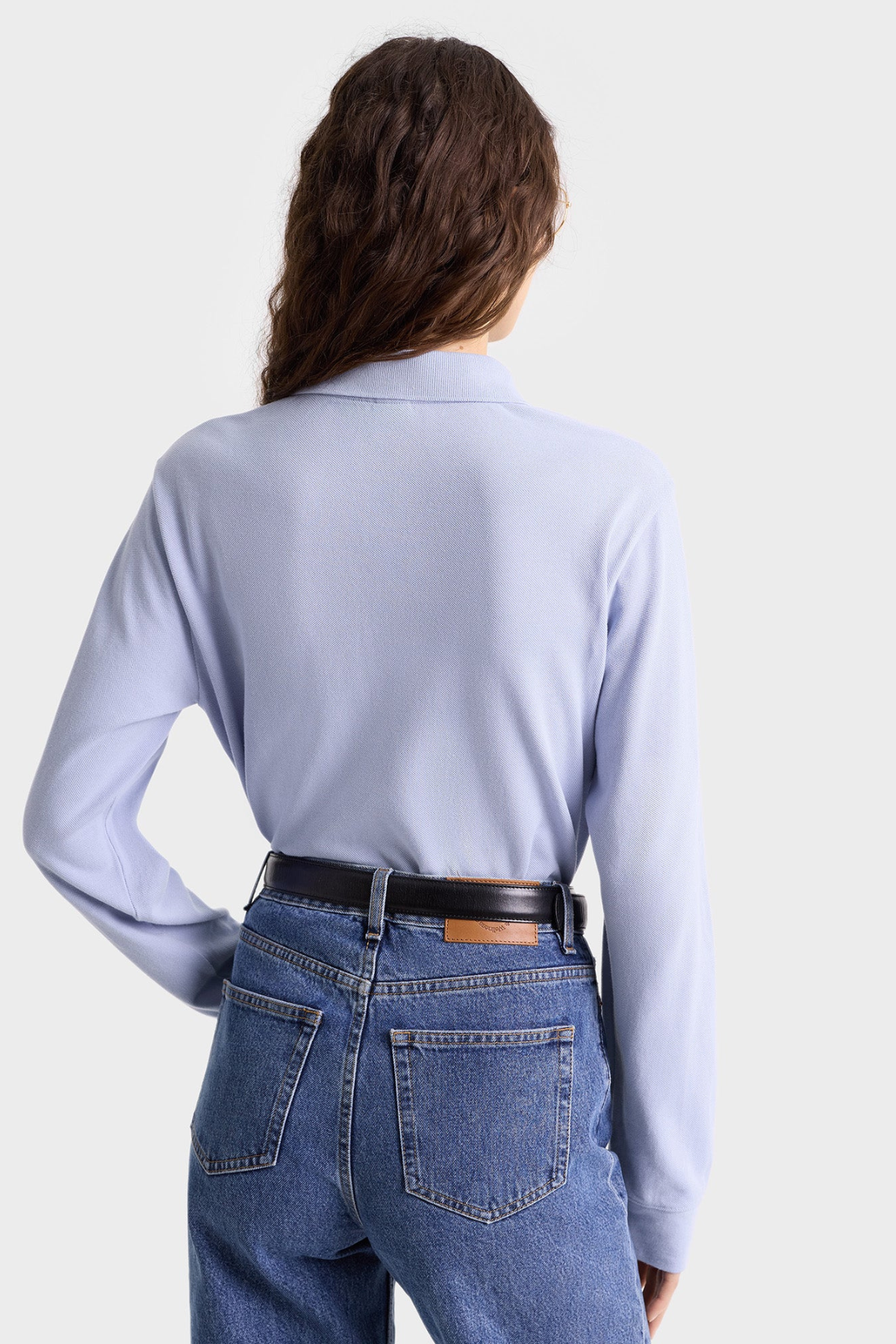 Sporty & Rich Riding Club Longsleeve Pique Polo - Washed Hydrangea