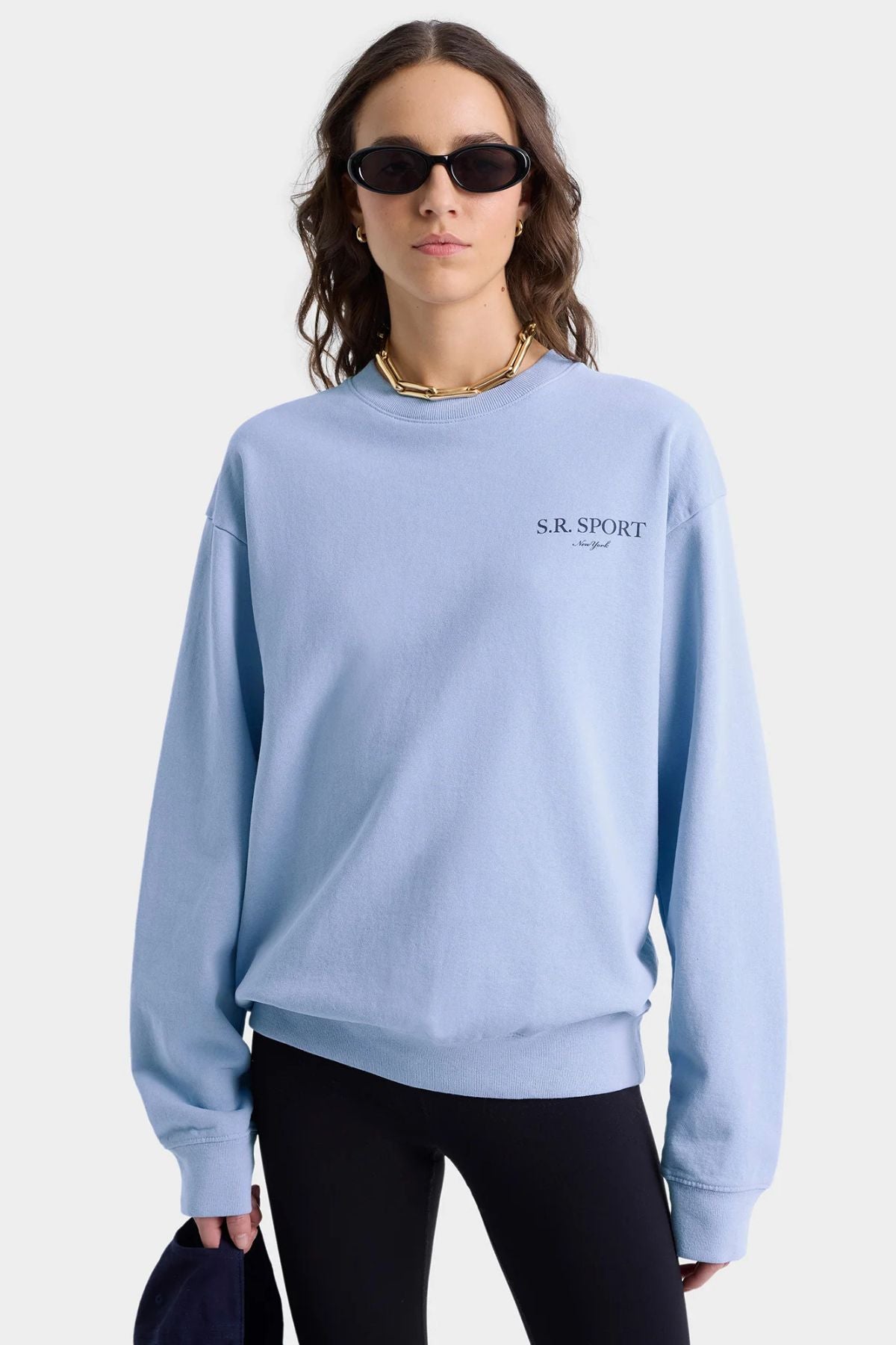 Sporty & Rich Wimbledon Crewneck - Washed Hydrangea