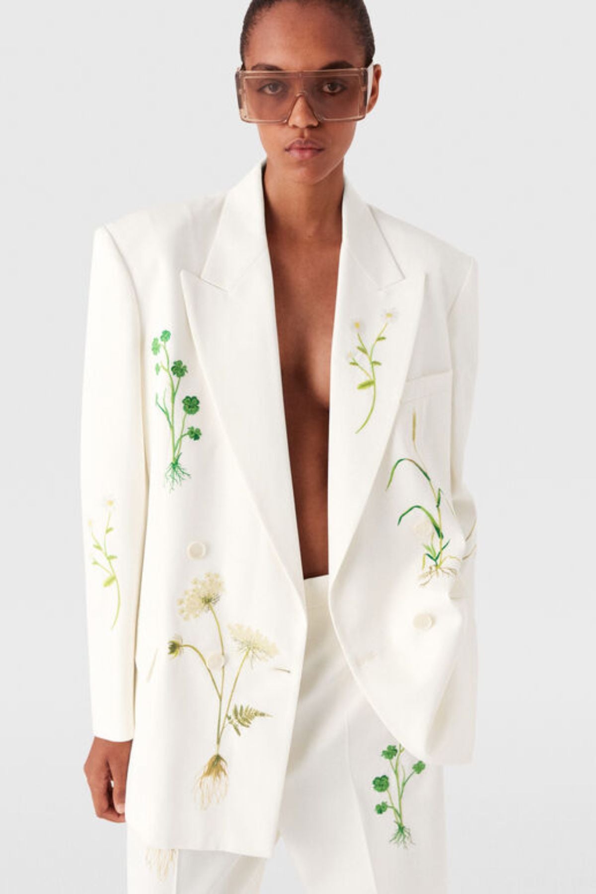 Stella McCartney Floral Double-Breasted Blazer - Cream