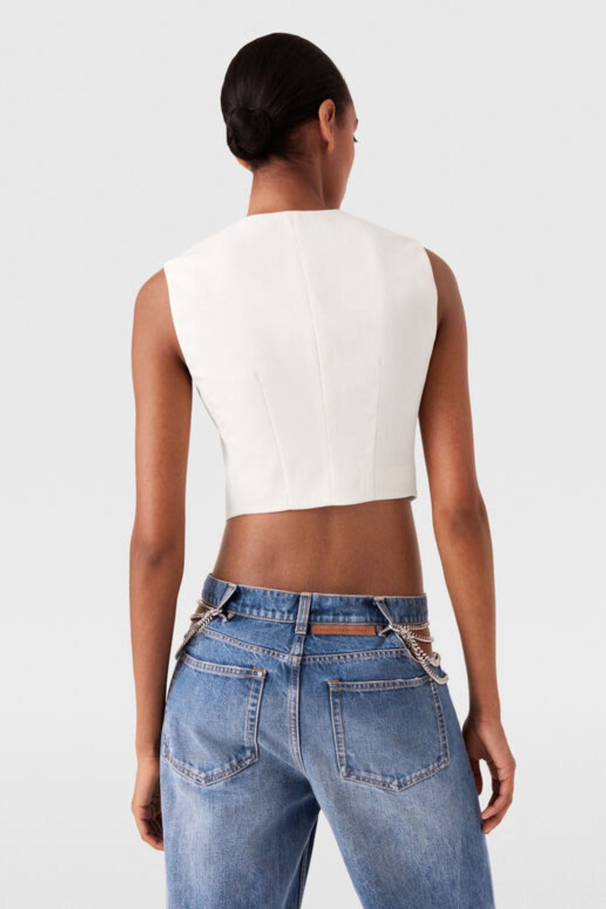 Stella McCartney Cropped Tailored Wool Vest - Cream