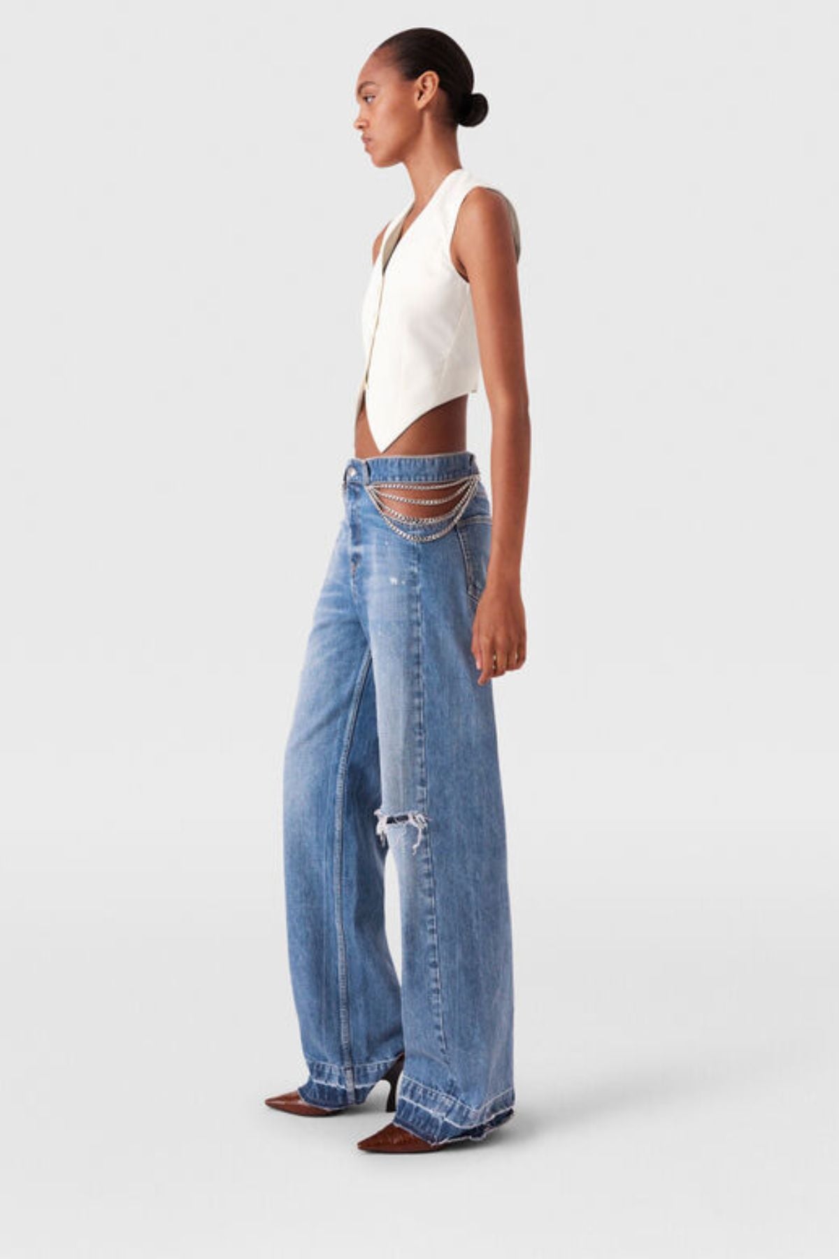 Stella McCartney Cropped Tailored Wool Vest - Cream