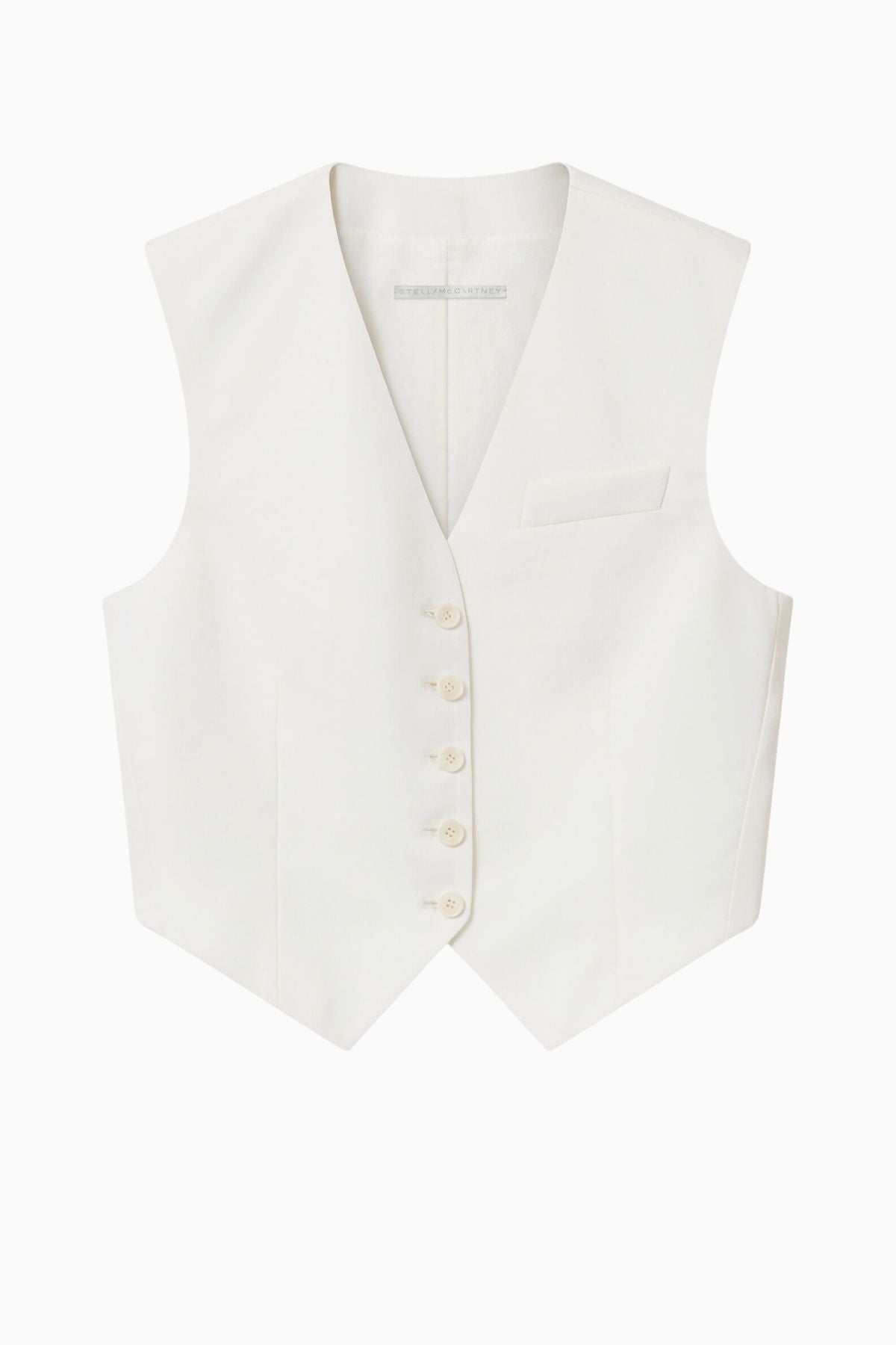 Stella McCartney Cropped Tailored Wool Vest - Cream