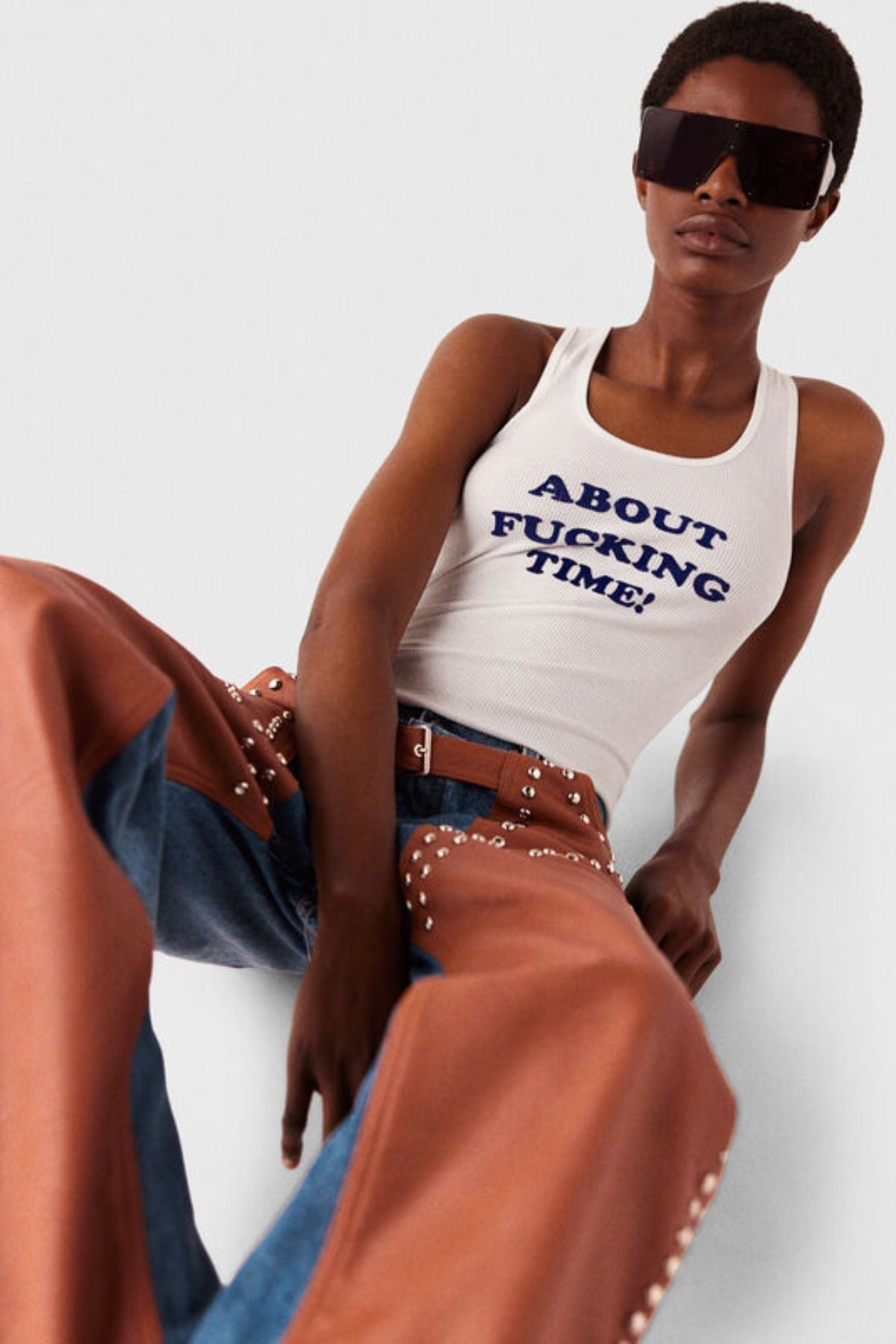 Stella McCartney About Fucking Time Tank Top - White/ Blue