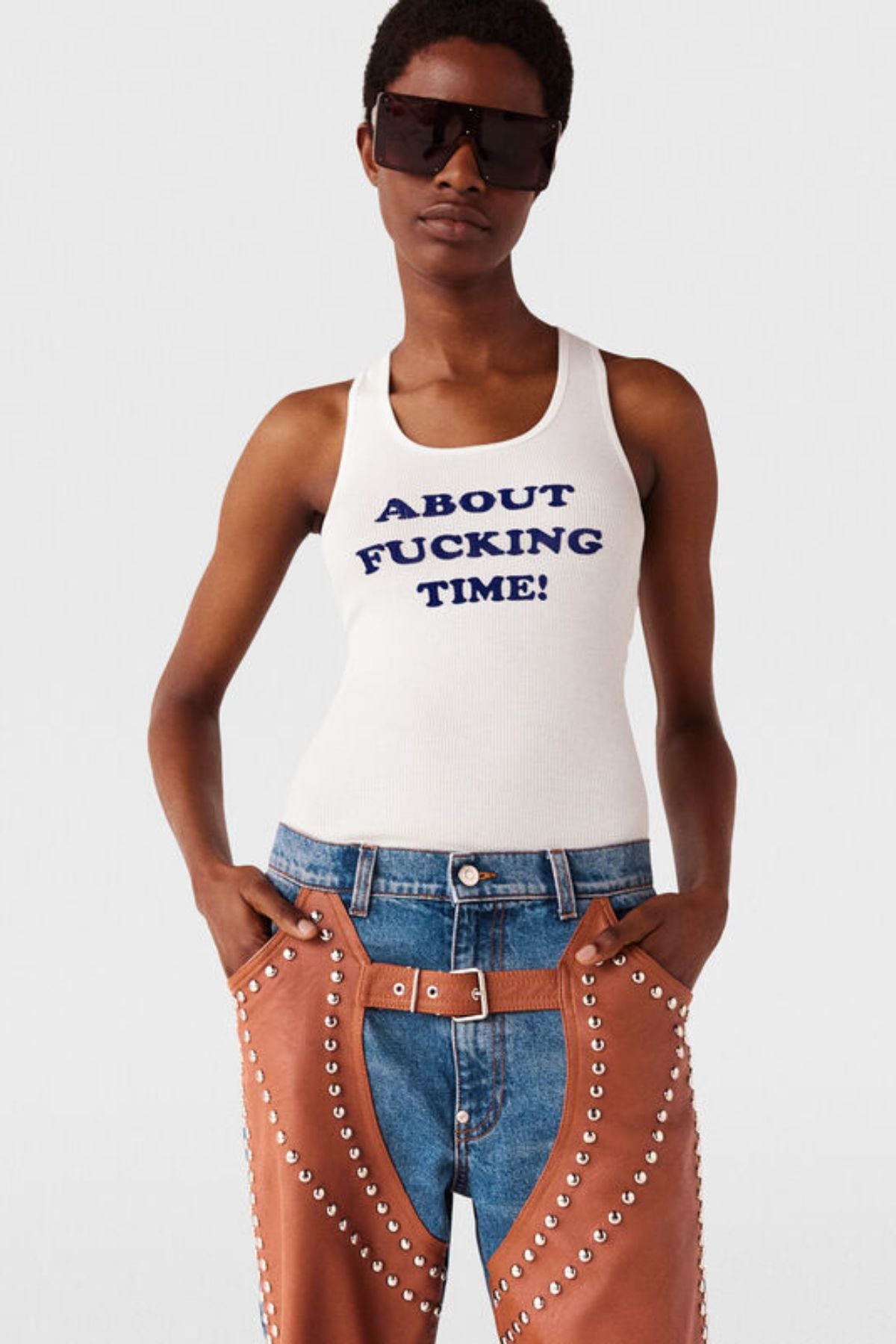 Stella McCartney About Fucking Time Tank Top - White/ Blue