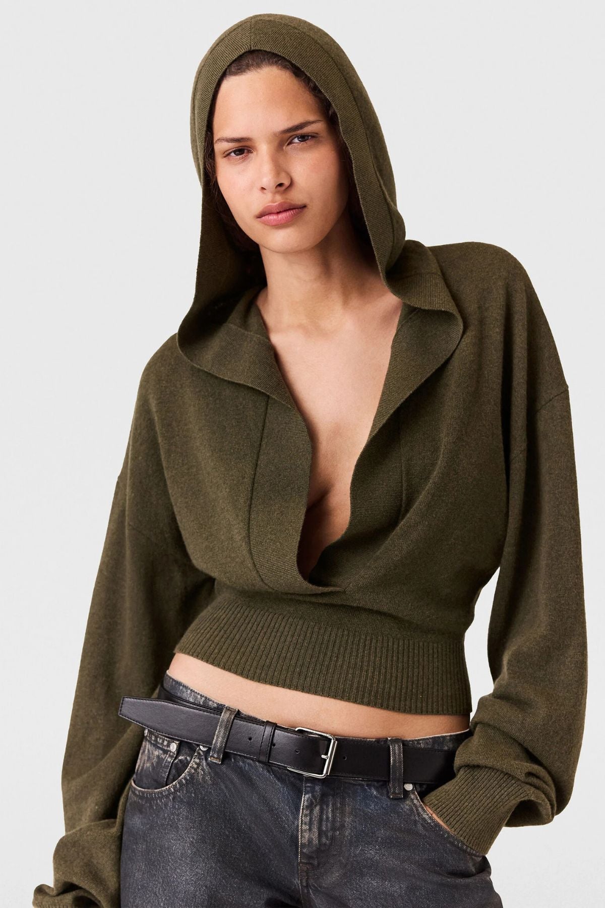 Stella McCartney Cosy Knit Hoodie - Dark Khaki