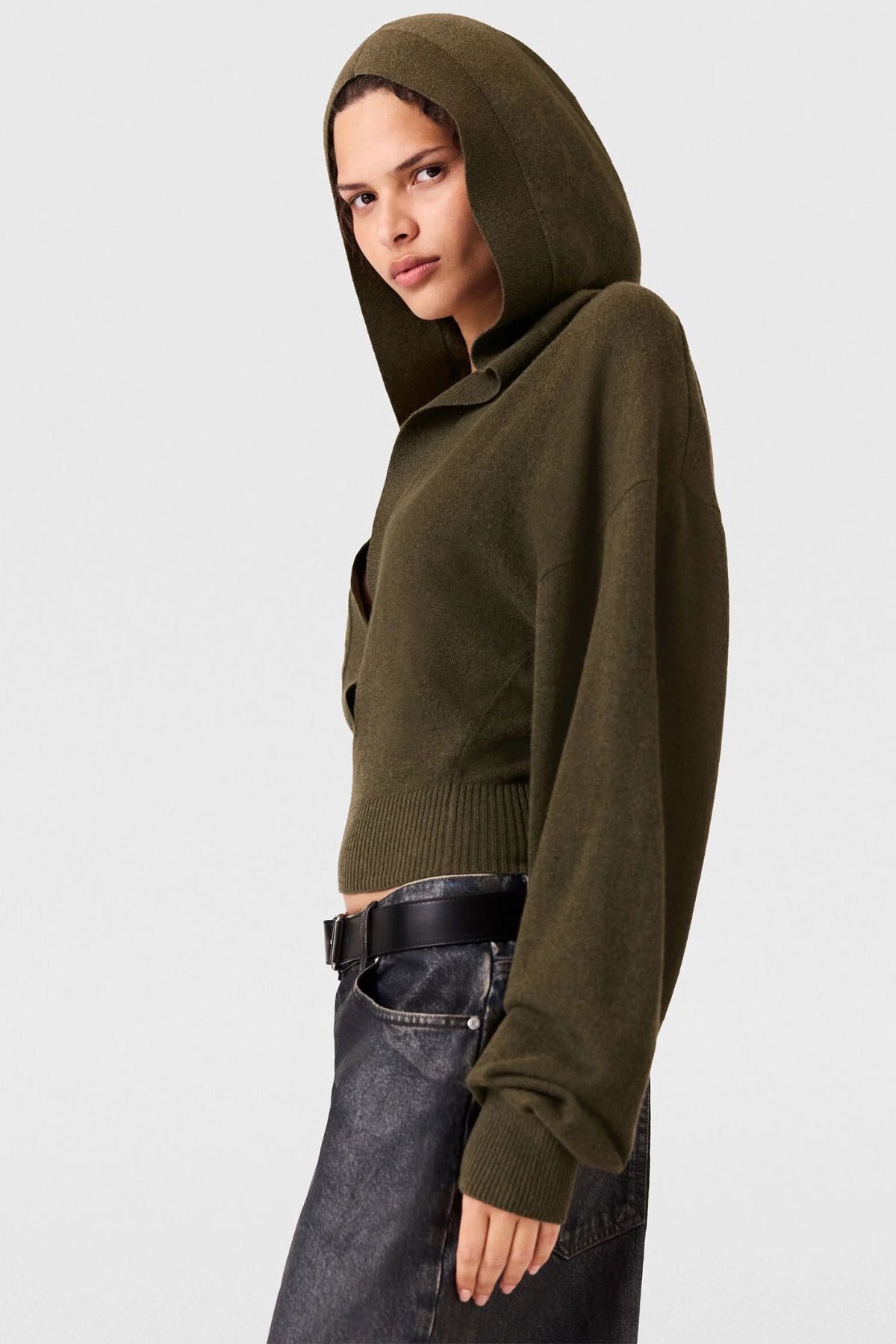 Stella McCartney Cosy Knit Hoodie - Dark Khaki