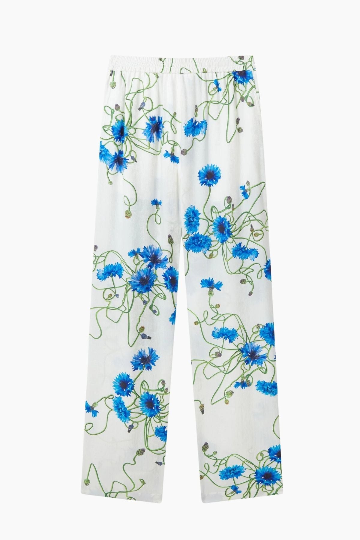 Stella McCartney Floral Print Hammered Pant - Cornflower