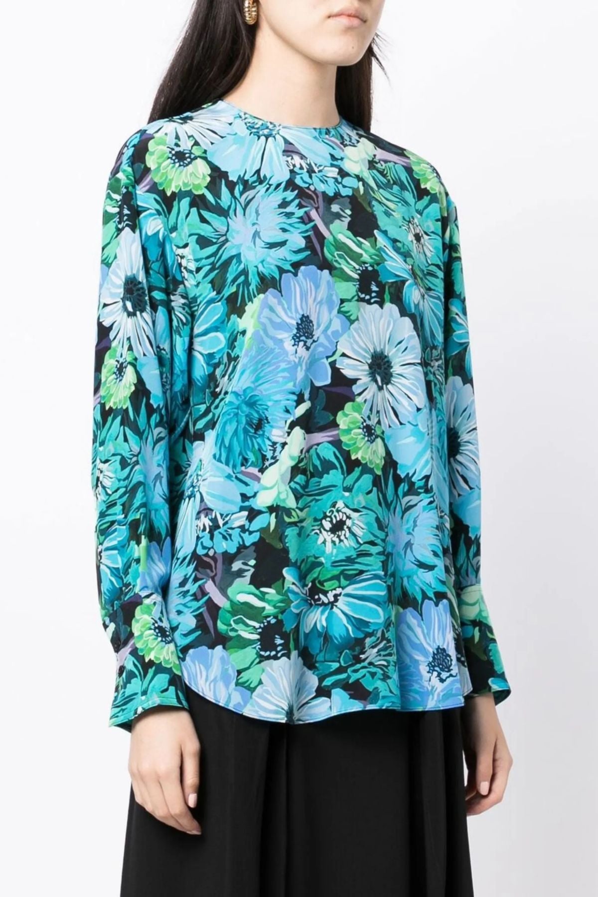 Stella McCartney 6T00193AS201 Flower Print Top Silk CDC 8525 Multicolour Blue