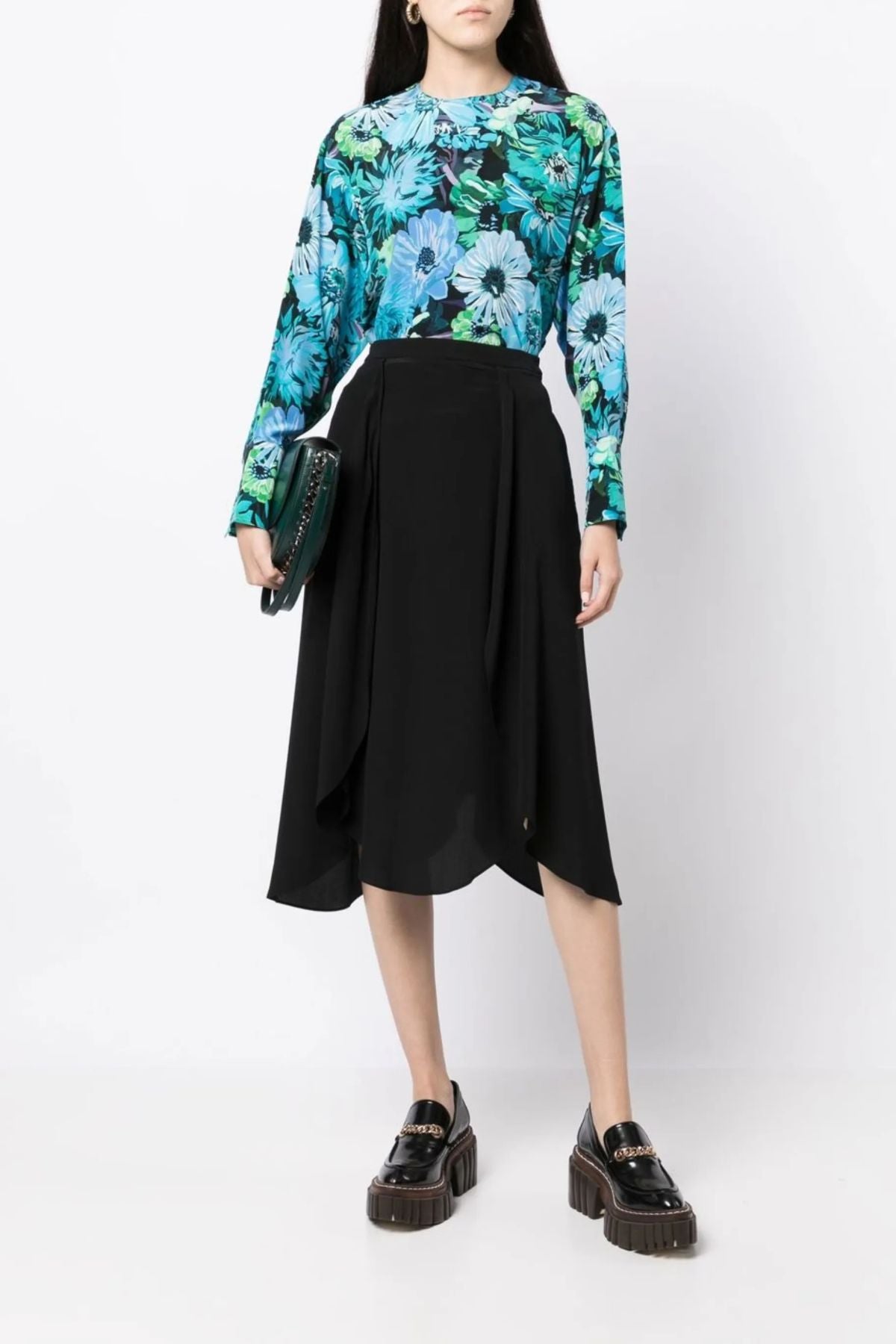 Stella McCartney 6T00193AS201 Flower Print Top Silk CDC 8525 Multicolour Blue