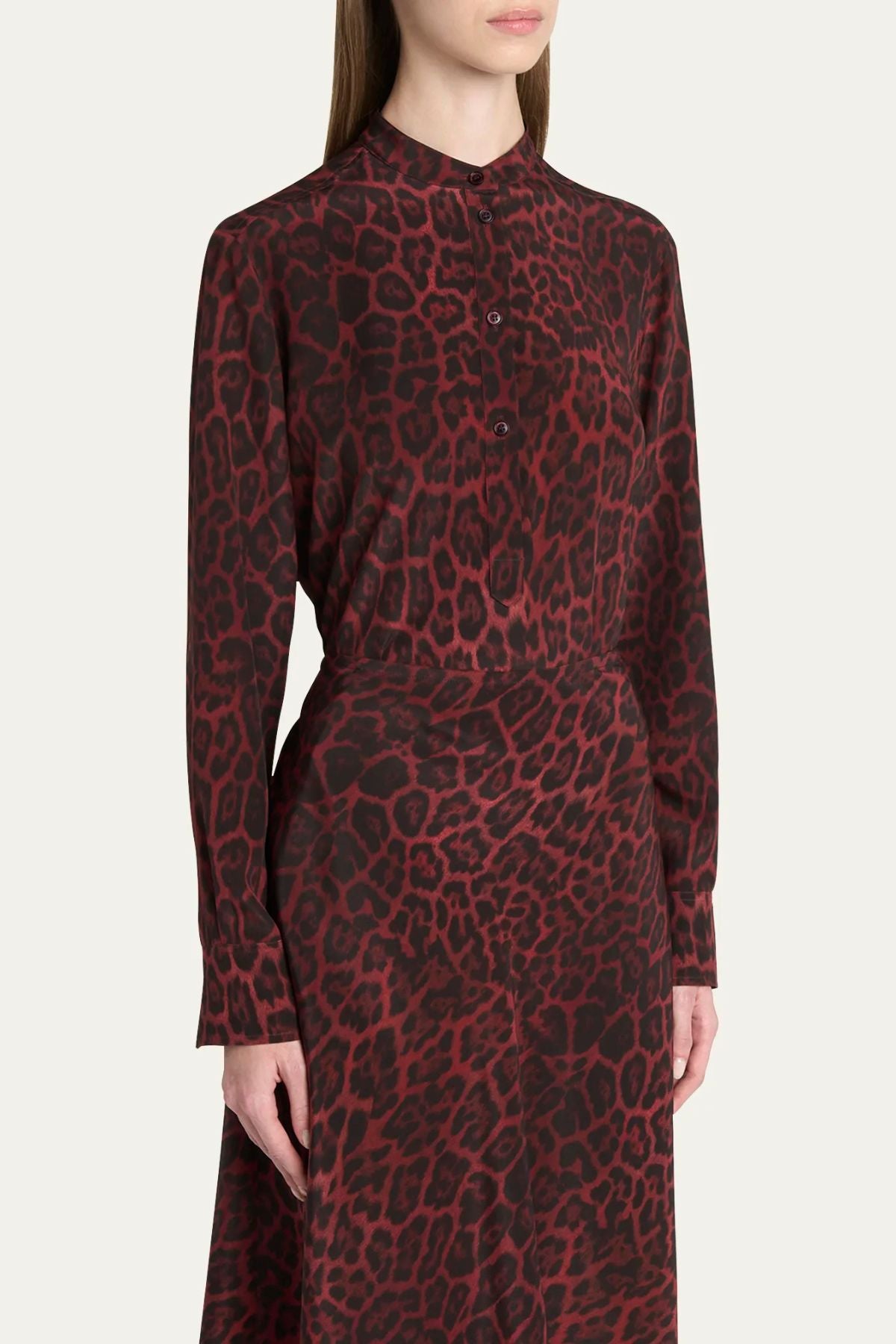 Stella McCartney Leopard Print LS Top - Berry