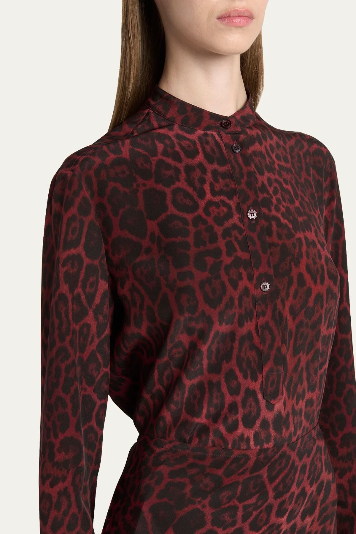 Stella McCartney Leopard Print LS Top - Berry