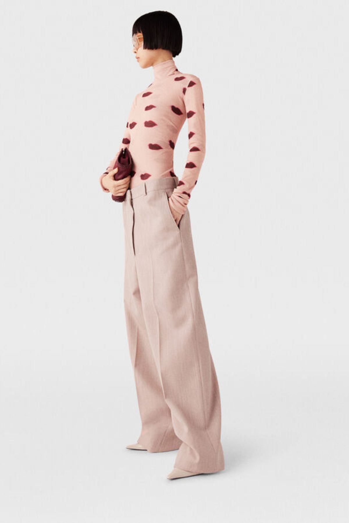 Stella McCartney Lips Print Turtleneck Top - Dusty Rose