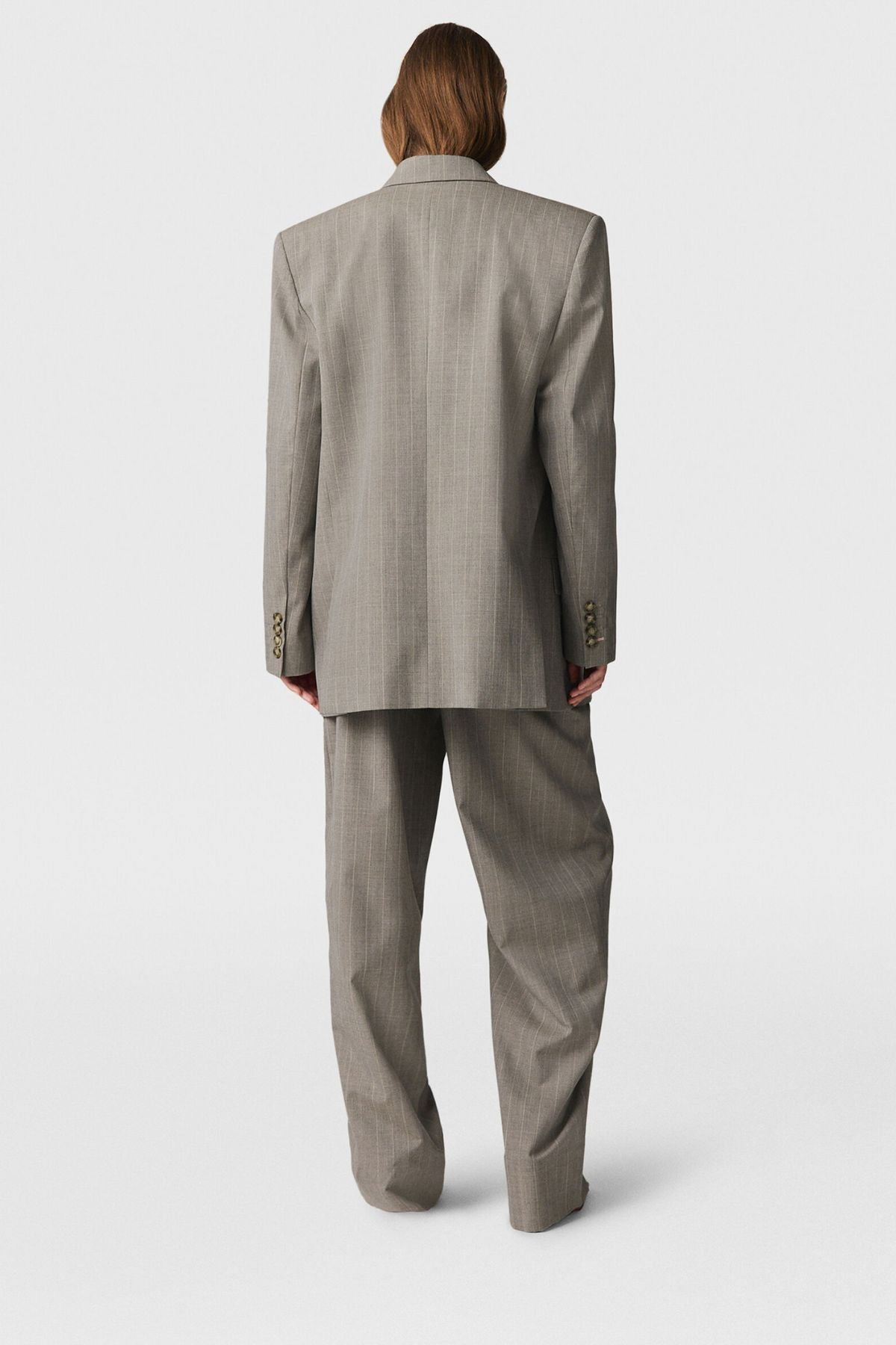 Stella McCartney Melange Stripe Balloon Trouser - Stone