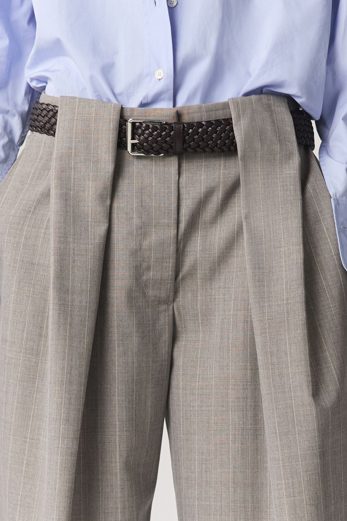 Stella McCartney Melange Stripe Balloon Trouser - Stone