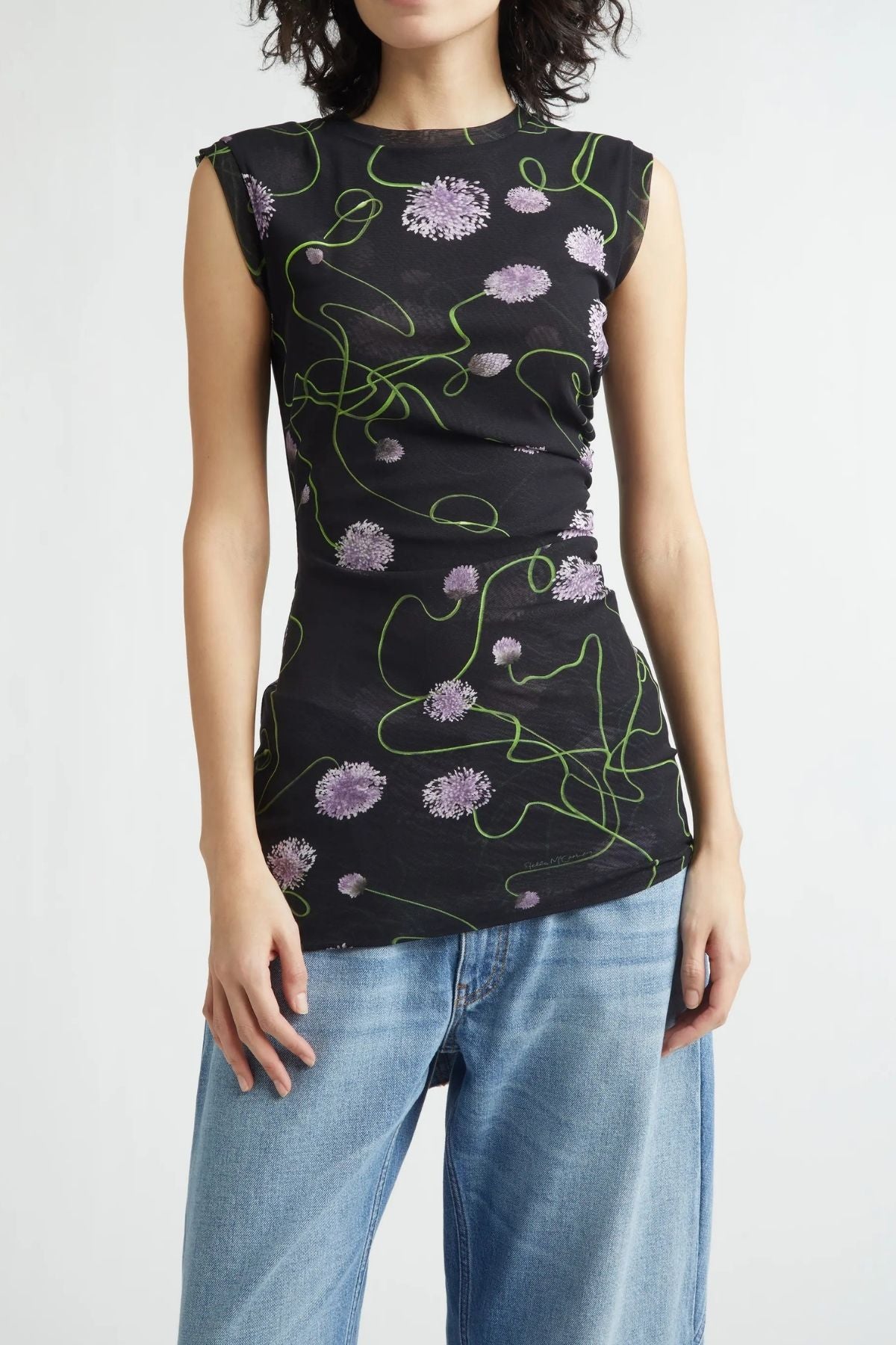 Stella McCartney Mesh Twisted Floral Top - Multi