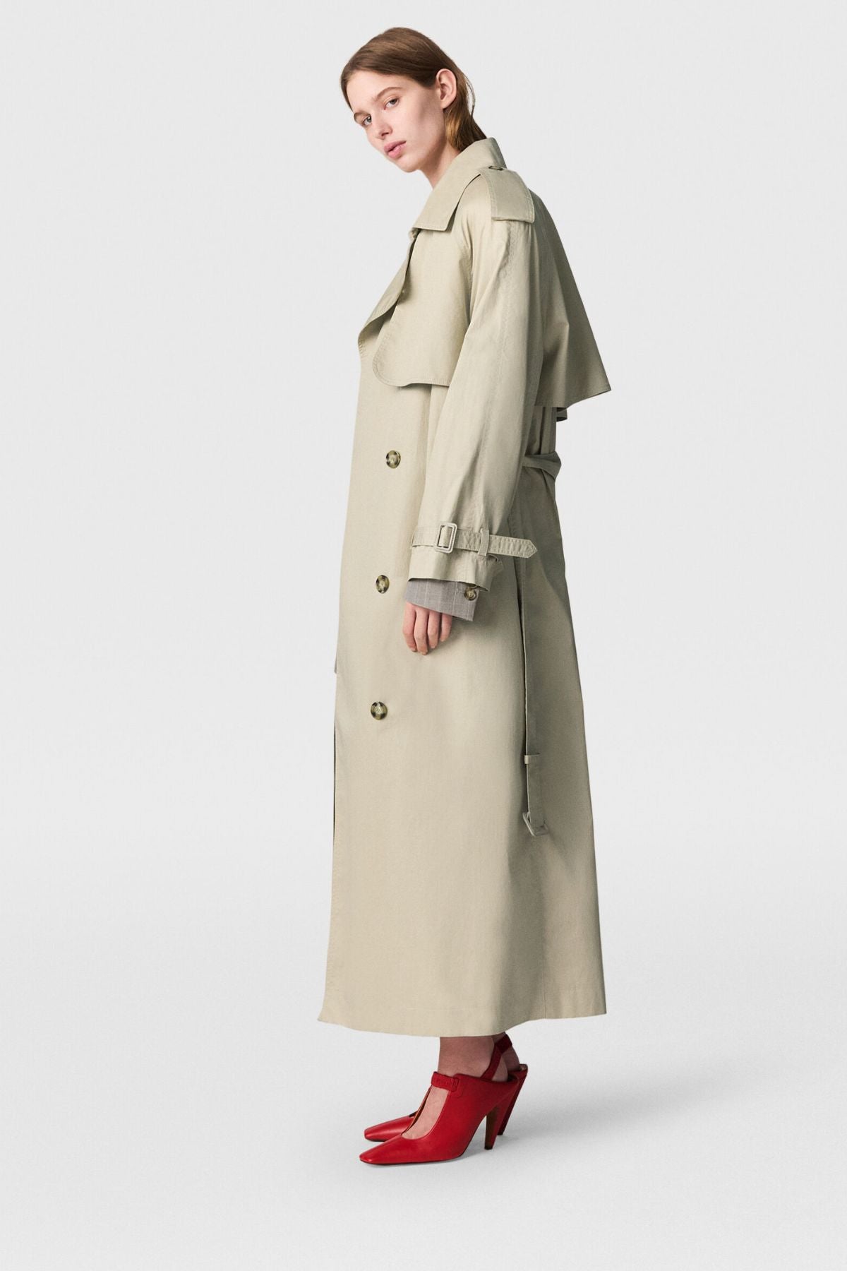 Stella McCartney Padded Shoulder Trench - Pebble