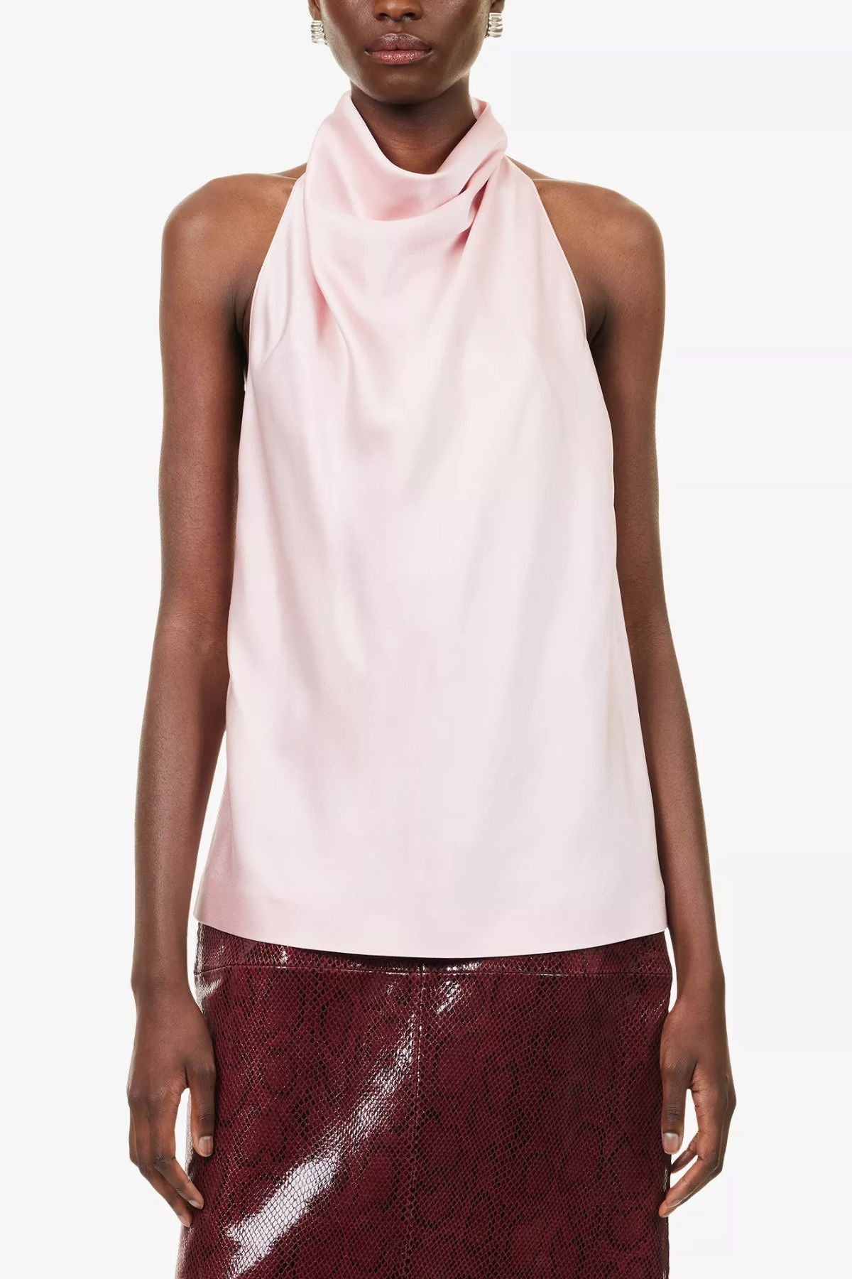 Stella McCartney Satin Halterneck Top - Petal Rose