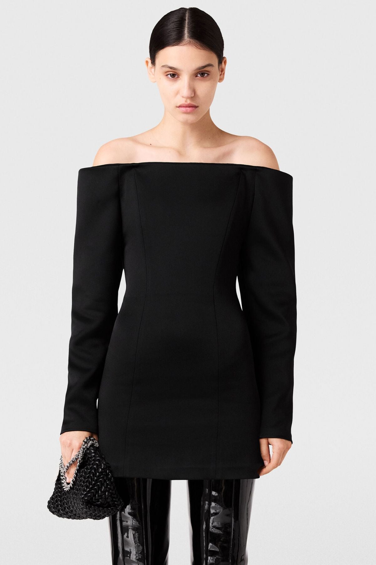 Stella McCartney Satin LS Mini Dress - Black