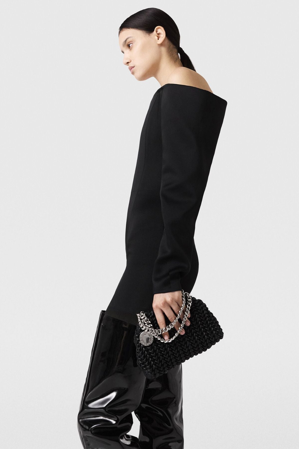 Stella McCartney Satin LS Mini Dress - Black