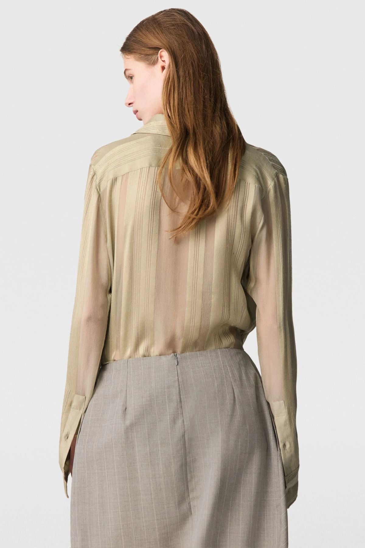 Stella McCartney Sheer Stripe Fitted Shirt - Sage
