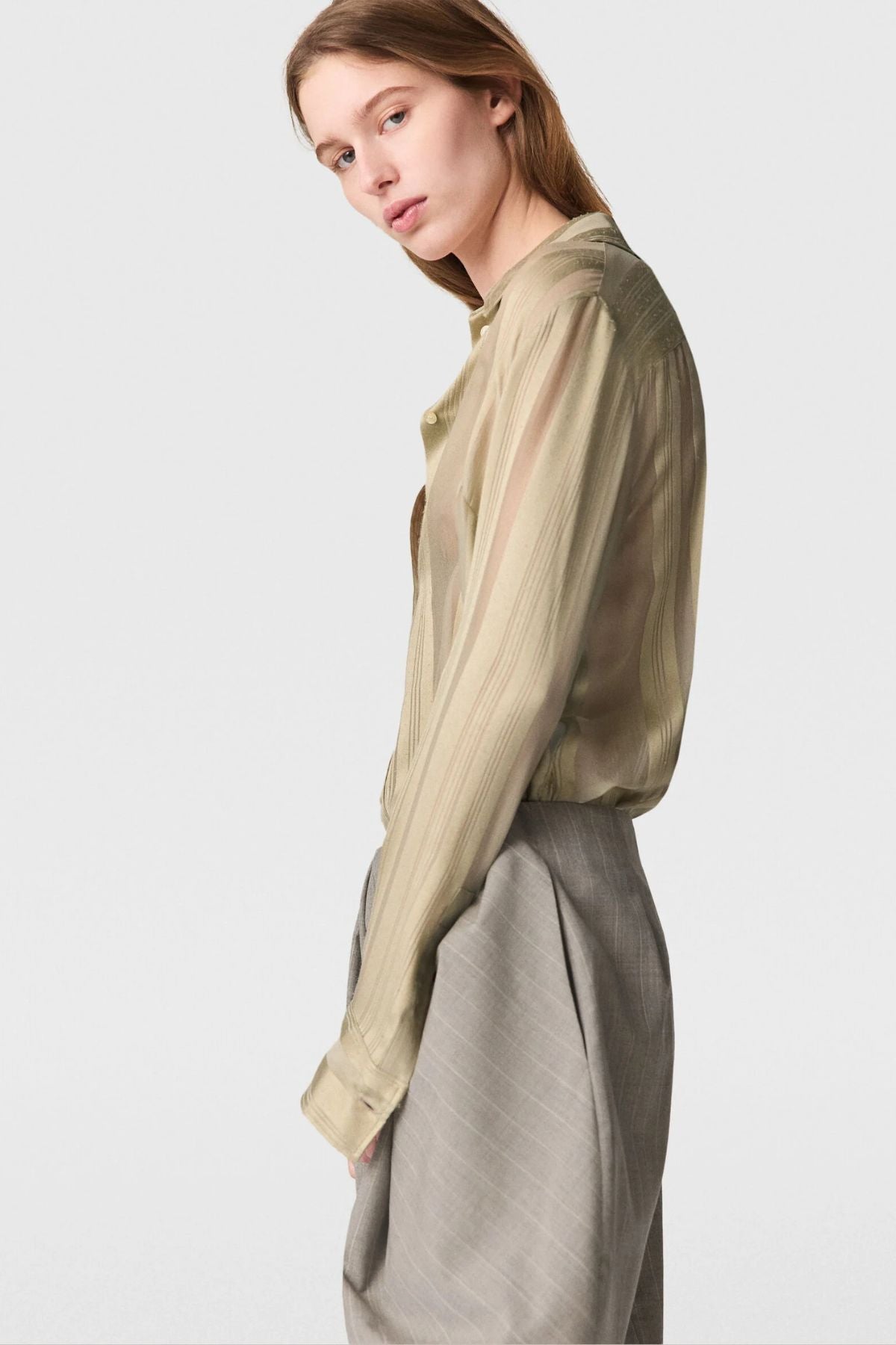 Stella McCartney Sheer Stripe Fitted Shirt - Sage