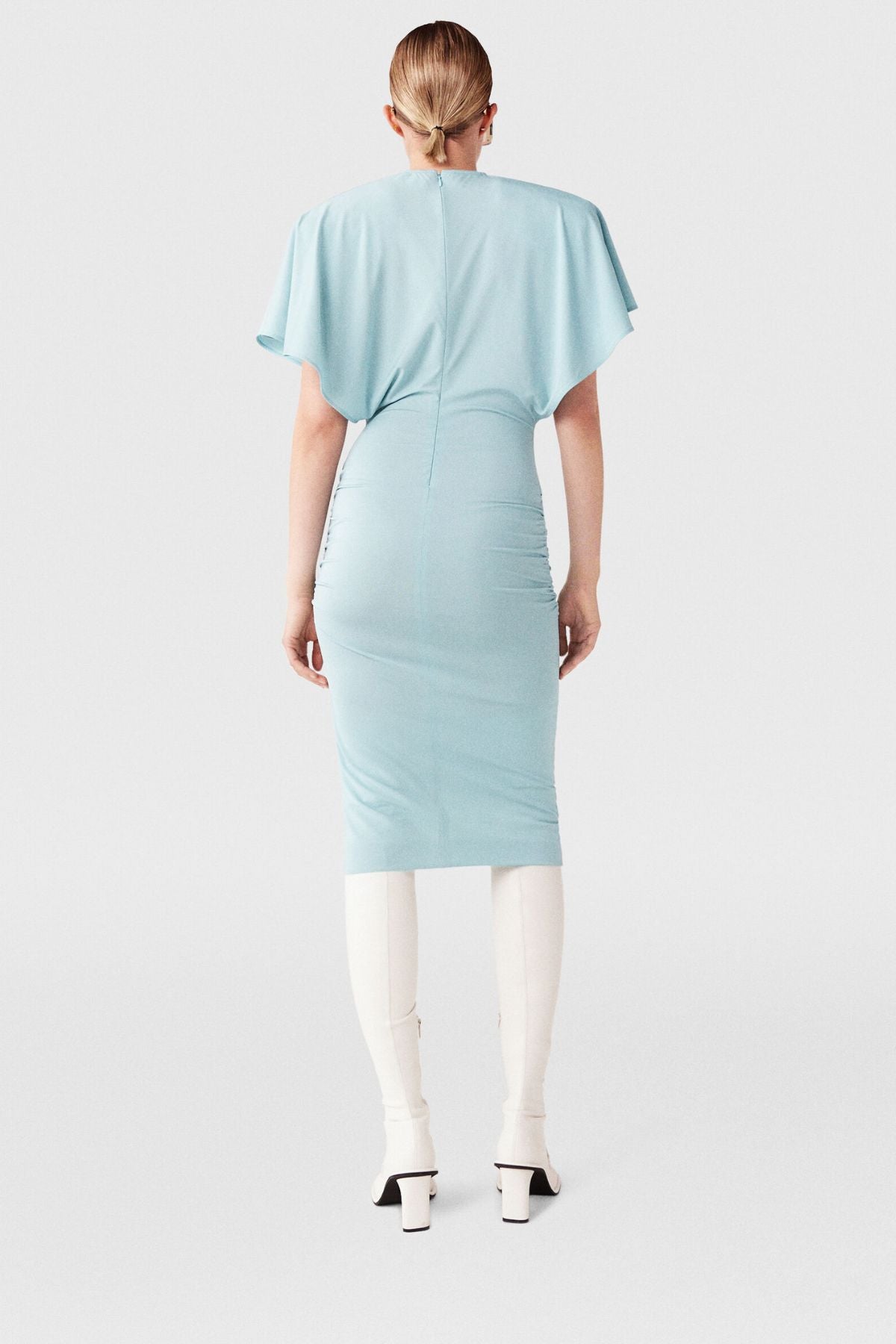Stella McCartney Strong Shoulder Short Sleeve Midi Dress - Light Blue
