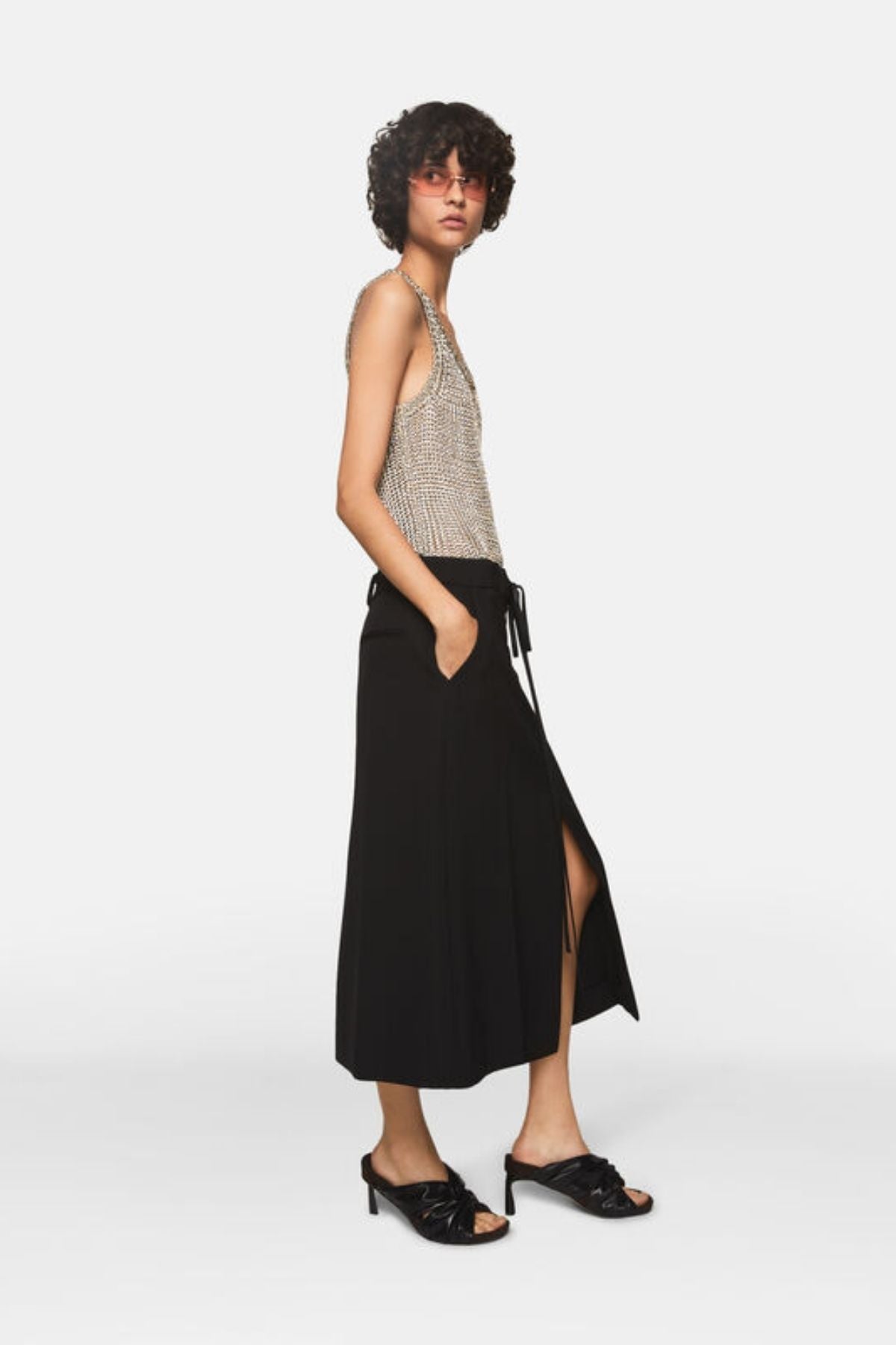 Stella McCartney Whipstitch Closure Wool Skirt - Black