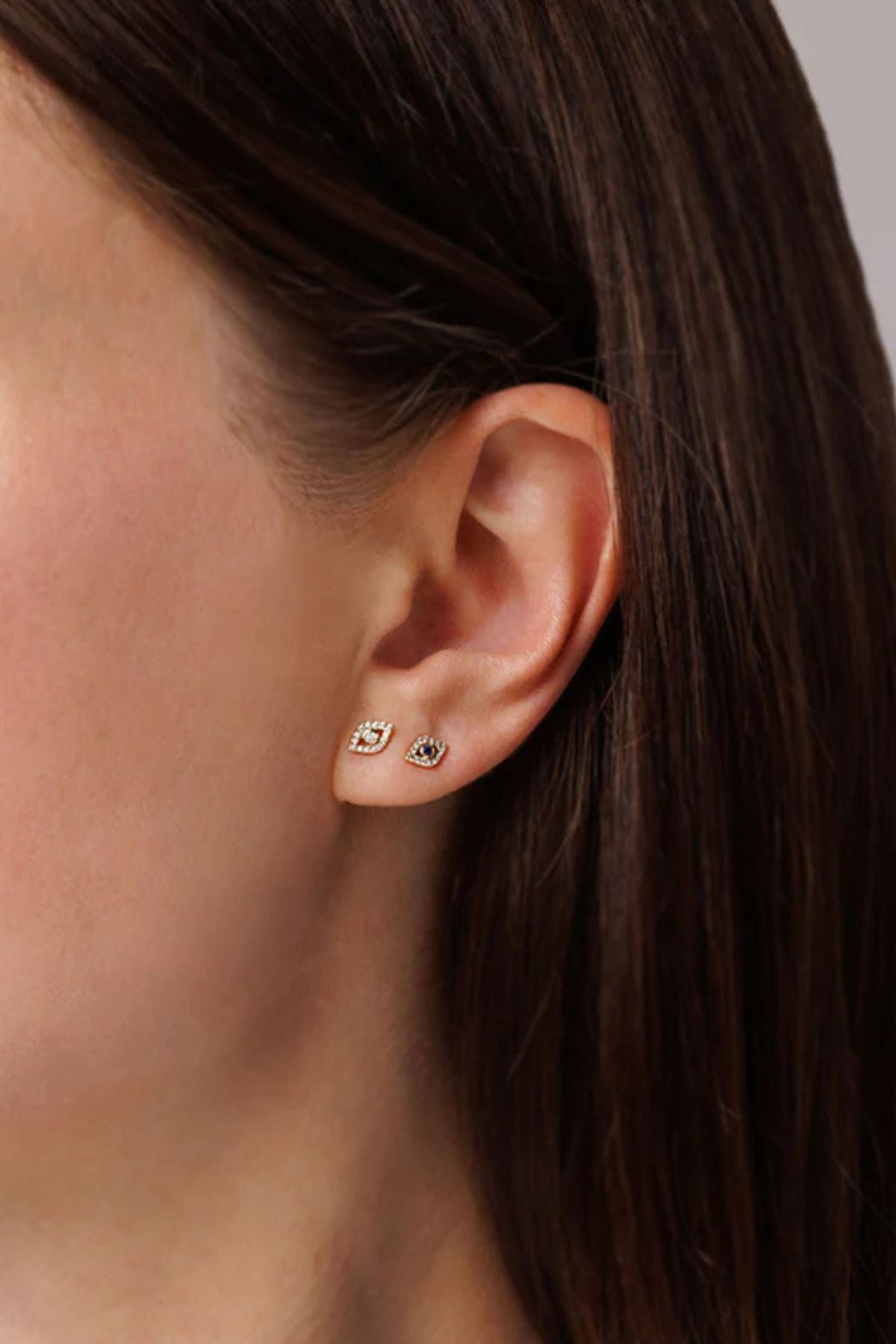 Sydney Evan Diamond Bezel Evil Eye Studs