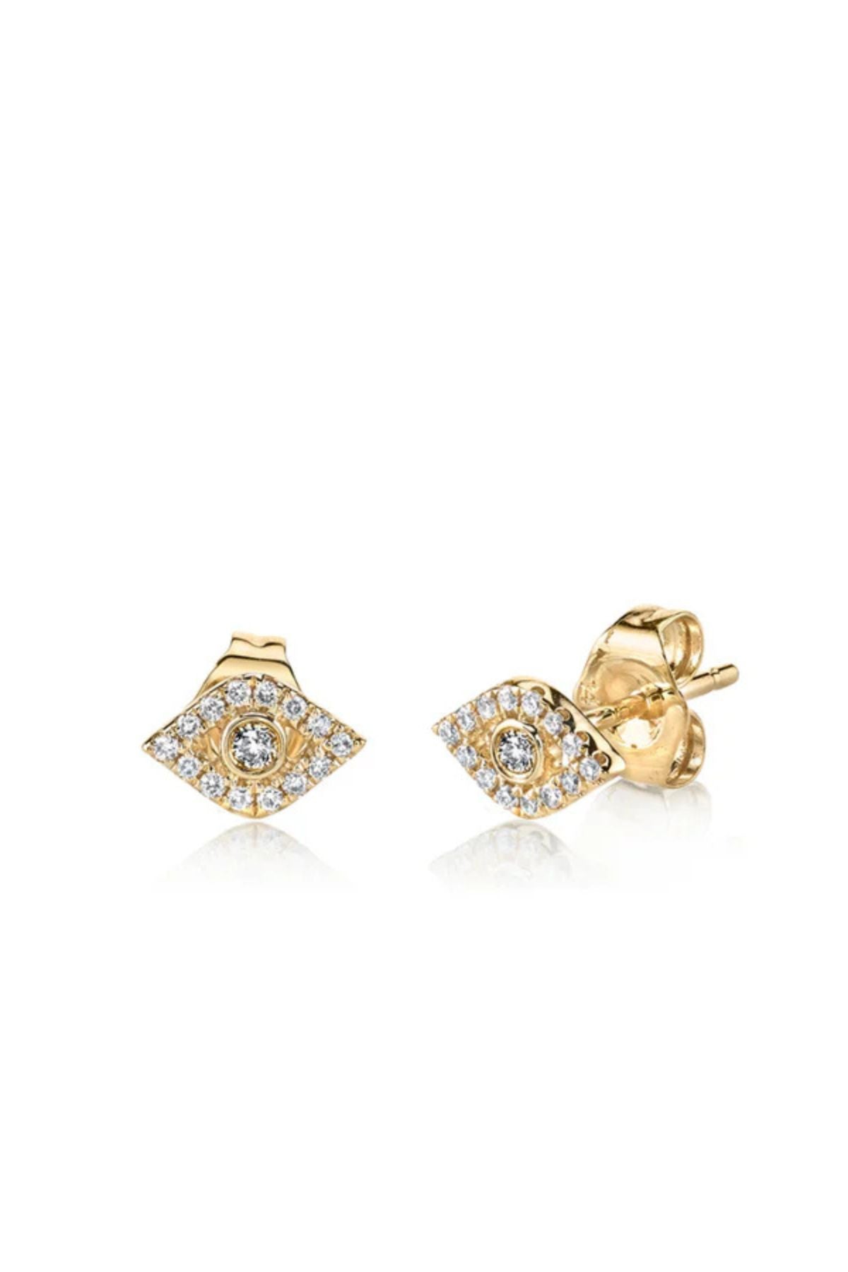 Sydney Evan Diamond Bezel Evil Eye Studs