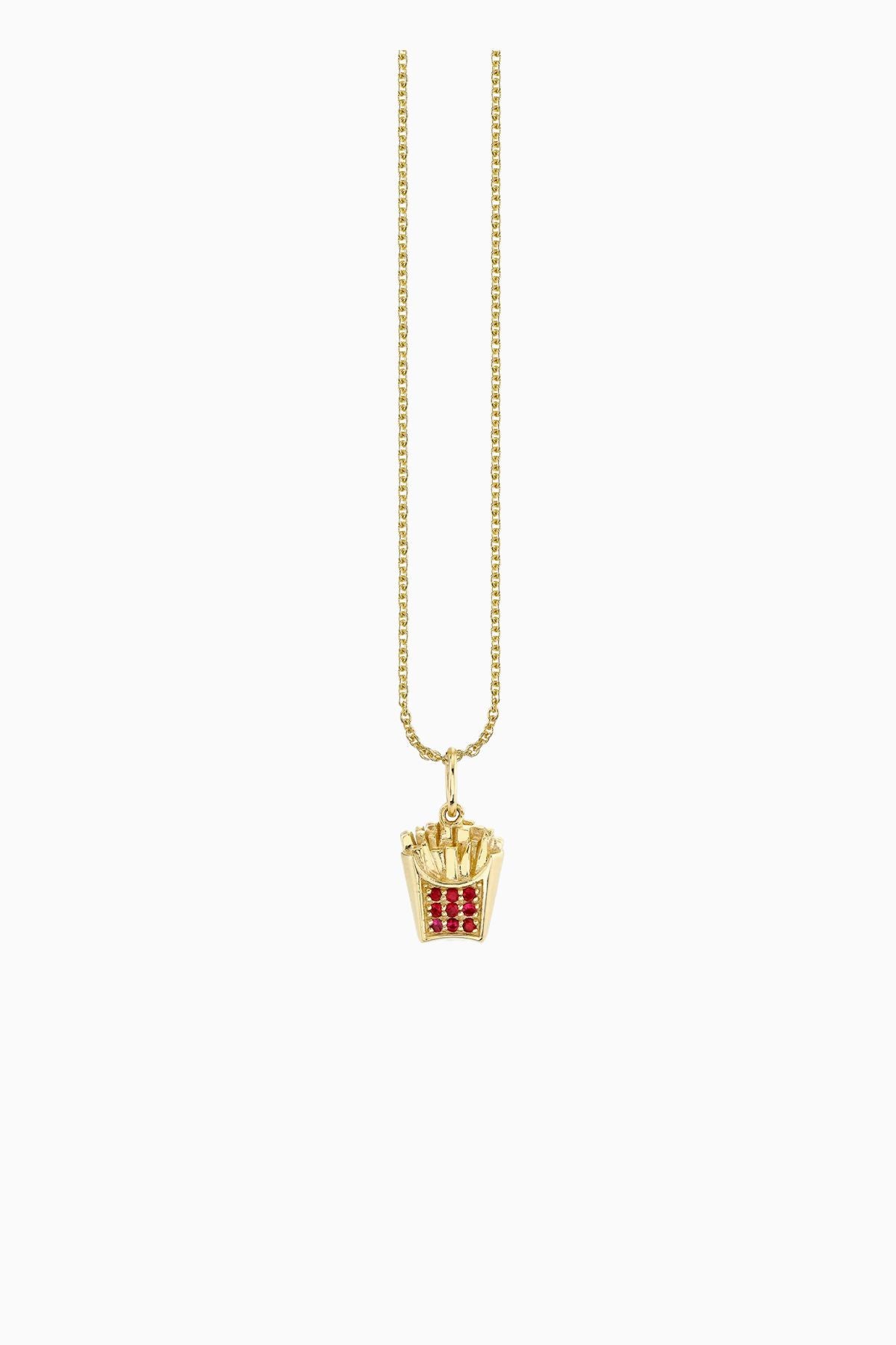 Sydney Evan Fries Charm Necklace - Yellow Gold