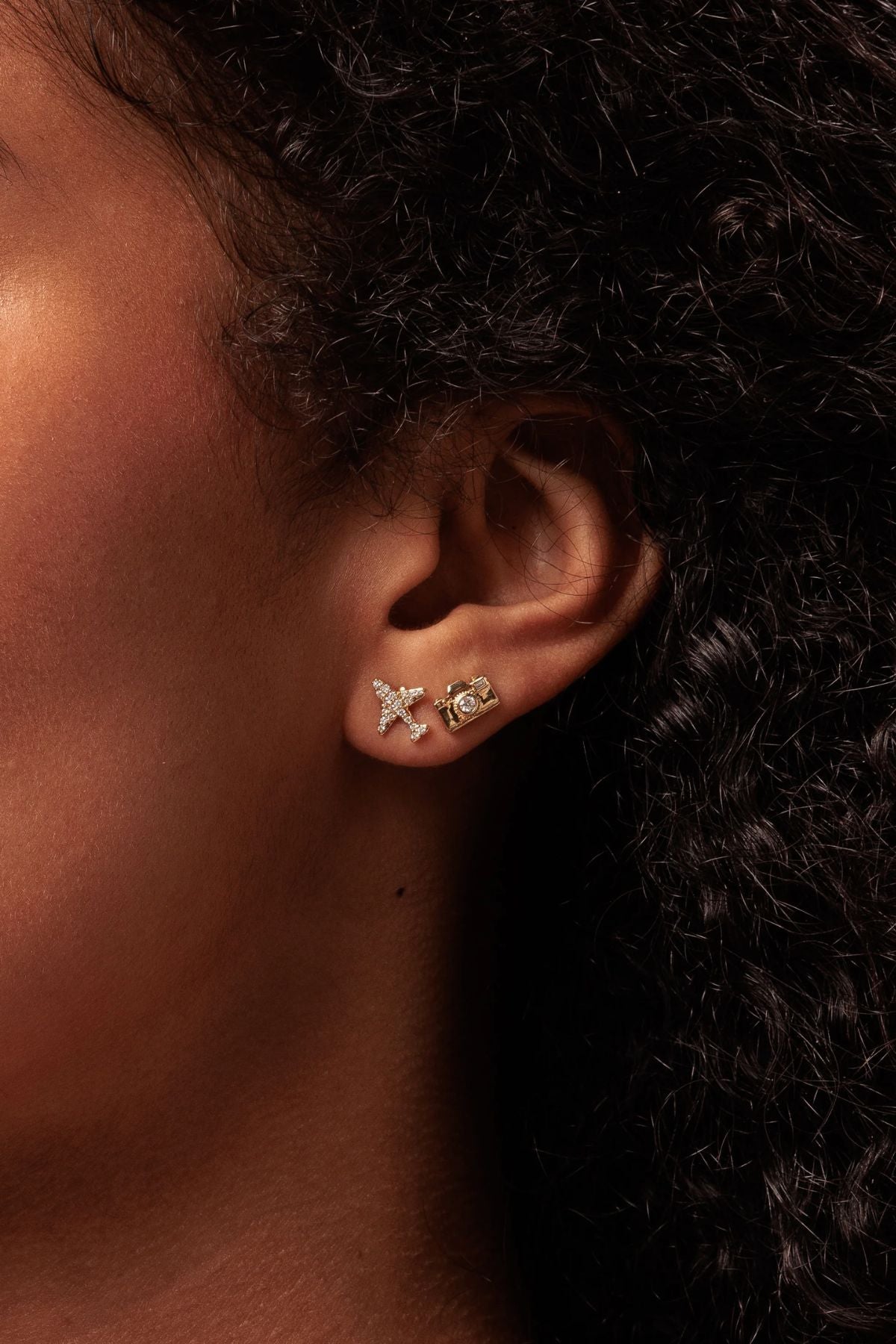 Sydney Evan Gold & Diamond Airplane Stud - Yellow Gold