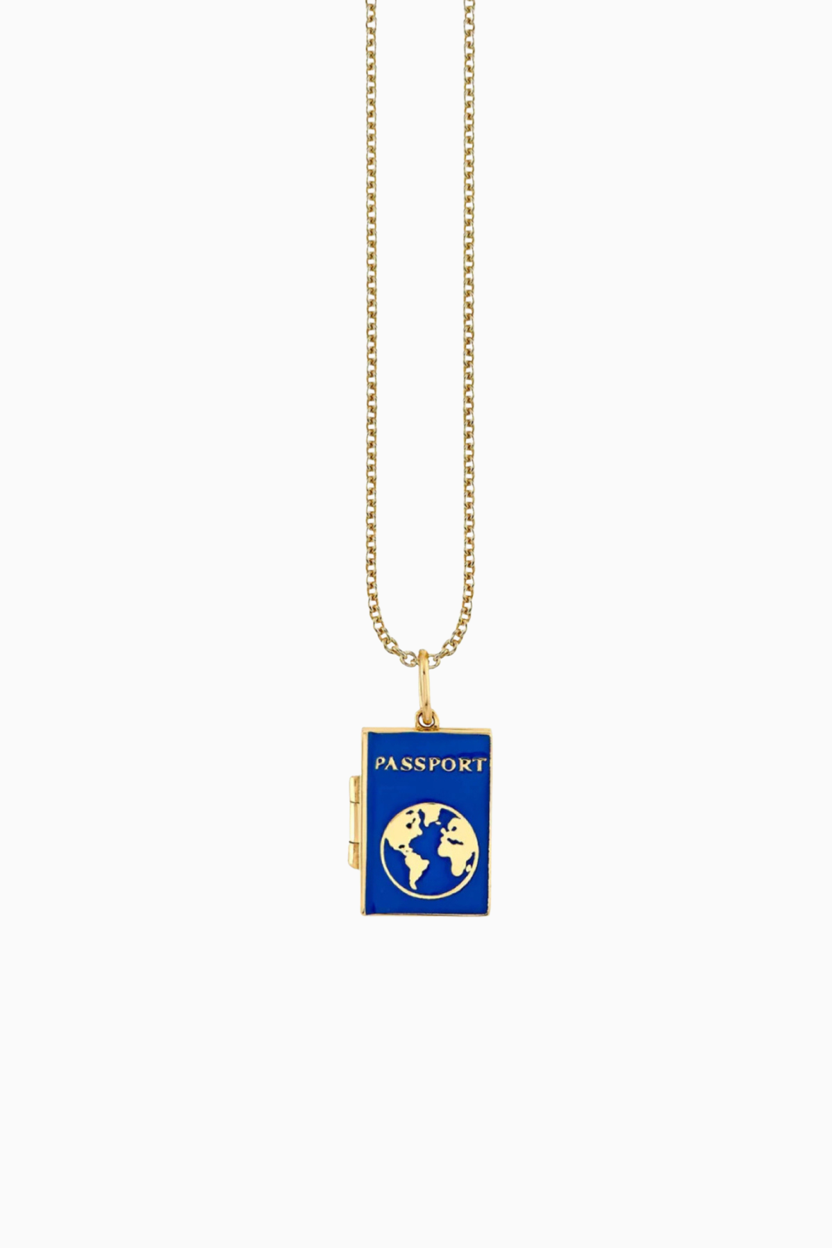 Sydney Evan Passport Charm Necklace - Yellow Gold