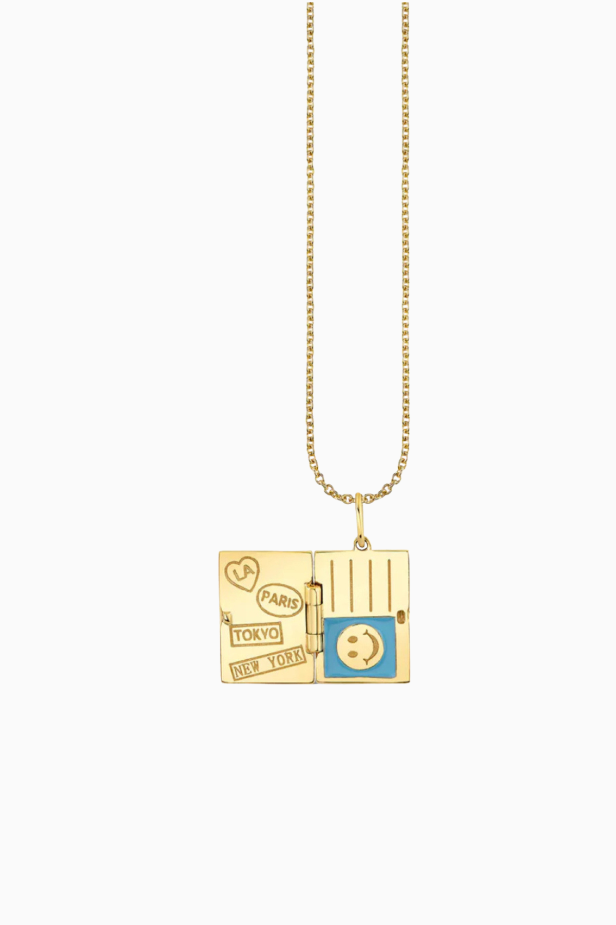 Sydney Evan Passport Charm Necklace - Yellow Gold
