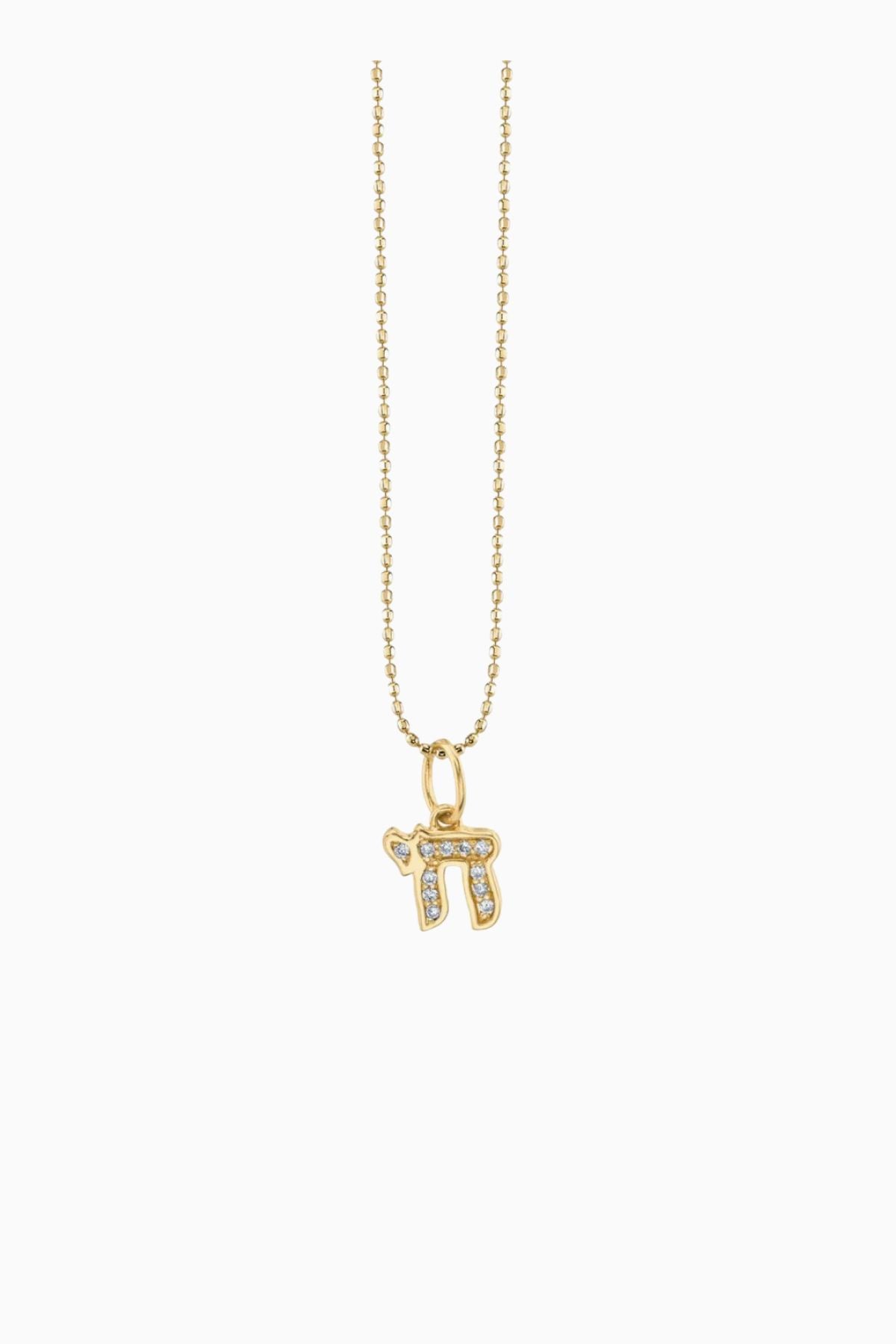 Sydney Evan Small Chai Charm Necklace - Yellow Gold