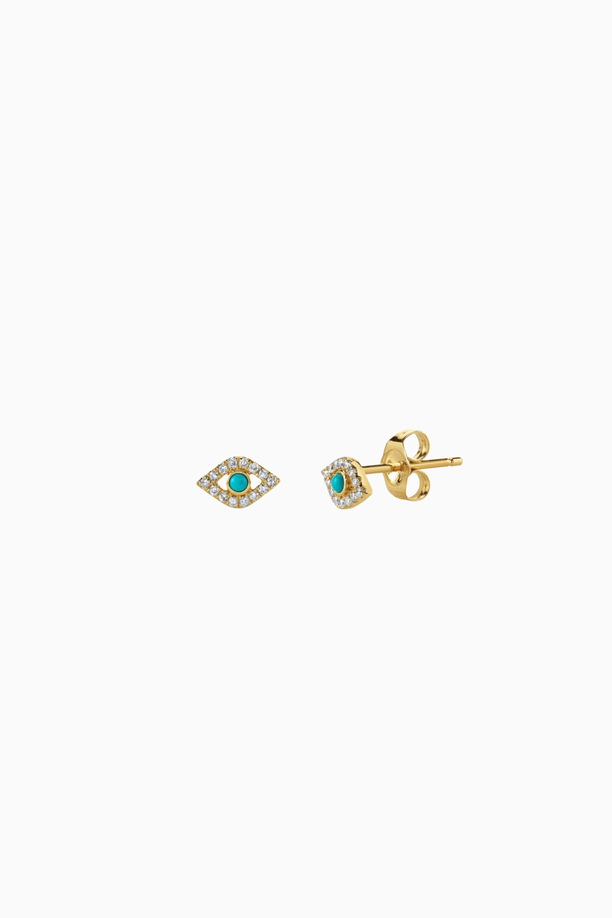 Sydney Evan Turquoise & Diamond Bezel Evil Eye Studs
