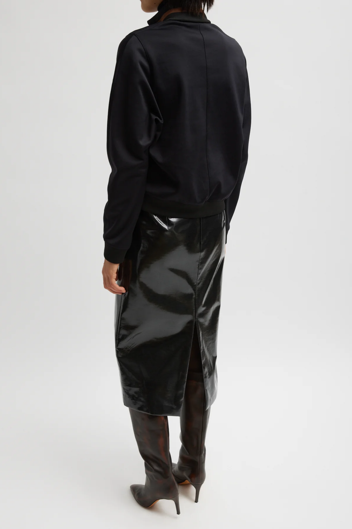 Tibi Active Knit Cropped Sweatshirt - Black