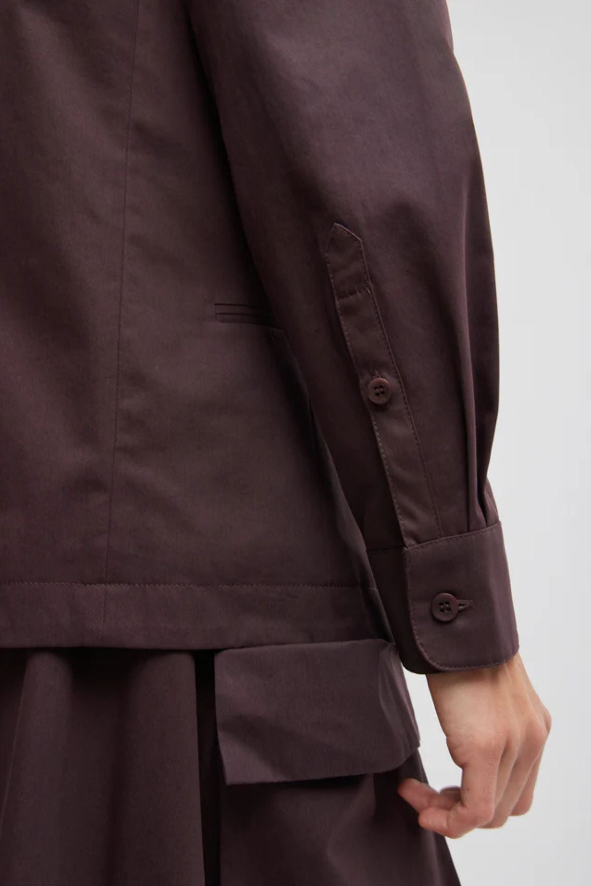 Tibi Bio Twill Boatneck Shirt Jacket - Plum