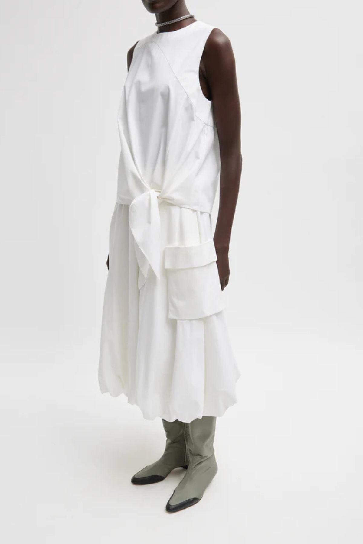 Tibi Bio Twill Bubble Skirt - Optic White